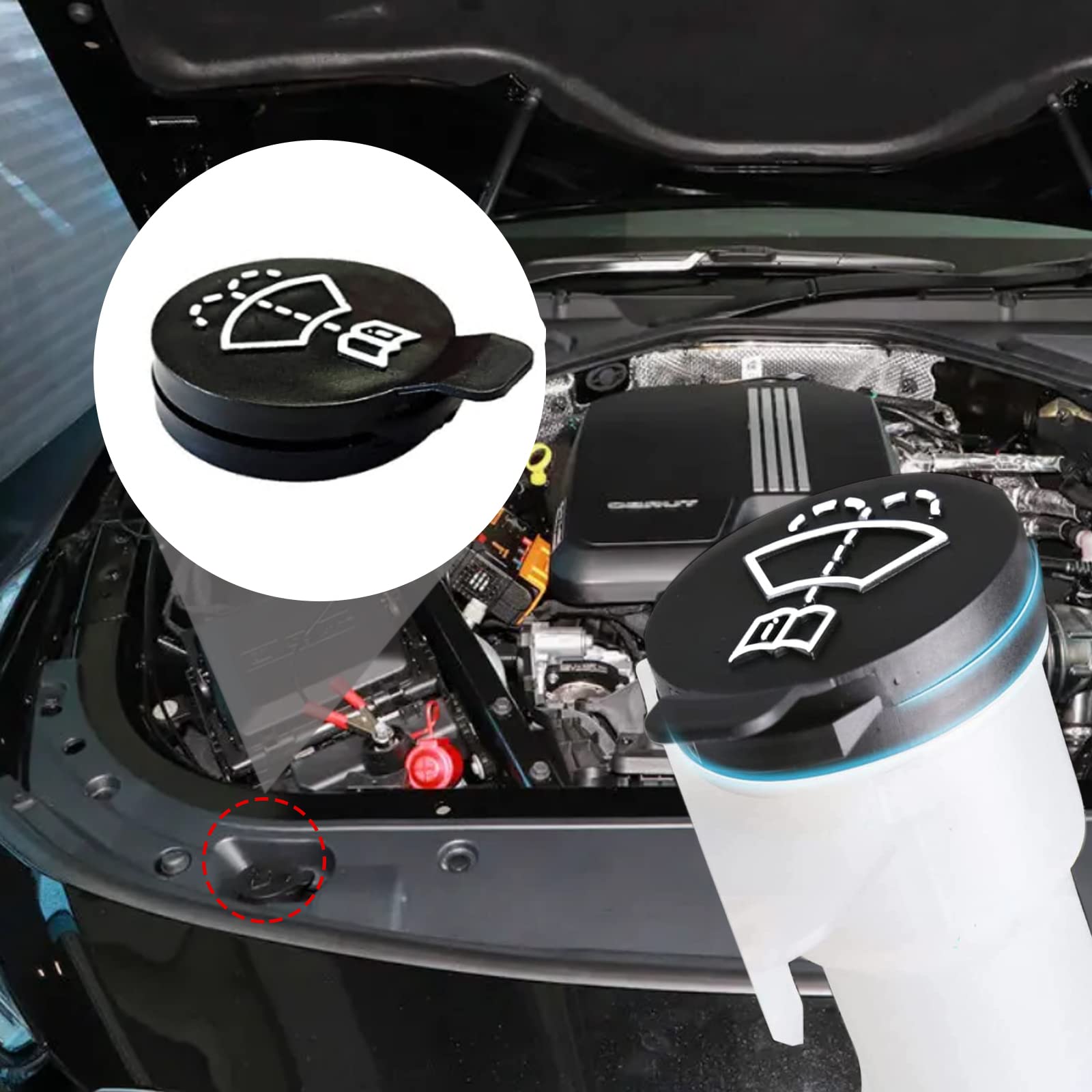 Windshield Washer Fluid Reservoir Cap - Windshield Wiper Fluid Cap Replacement Cap Compatible with GMC Chevrolet Buick Cadillac