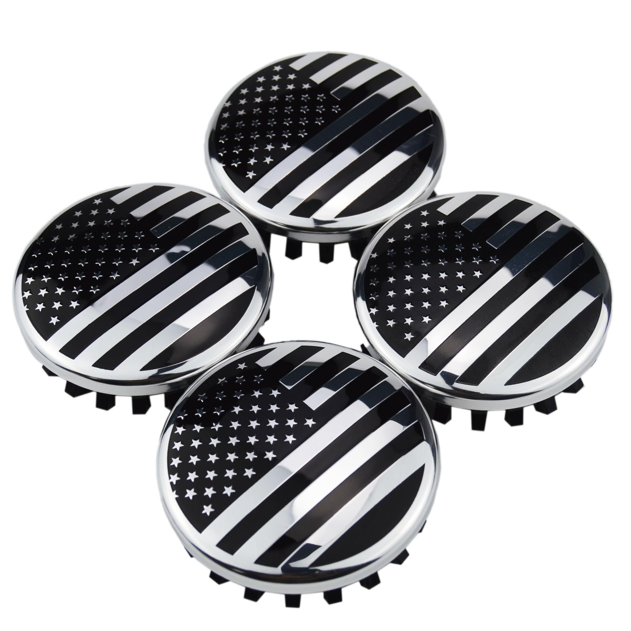 (Set of 4) for Chevrolet 3 1/4 inches=83mm Black American USA Flag Wheel Center Caps Covers HubCap fit Most 18&20&22 Rims