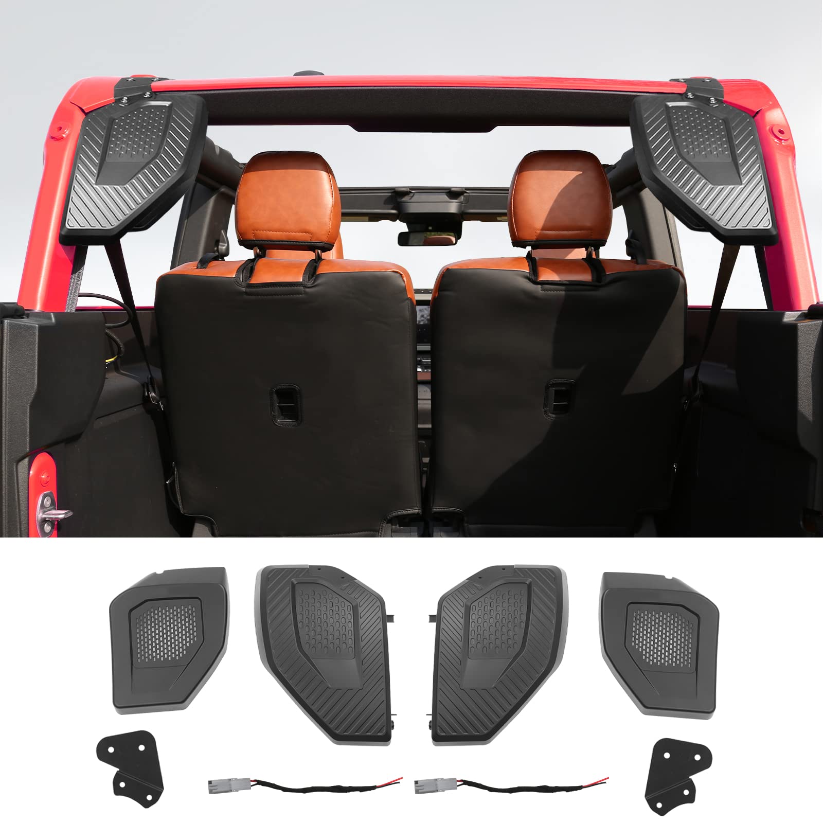 Mabett 6.5" Rear Speaker Pods for Ford Bronco 4-Door 2021-2024, Black ABS Interior Accessories