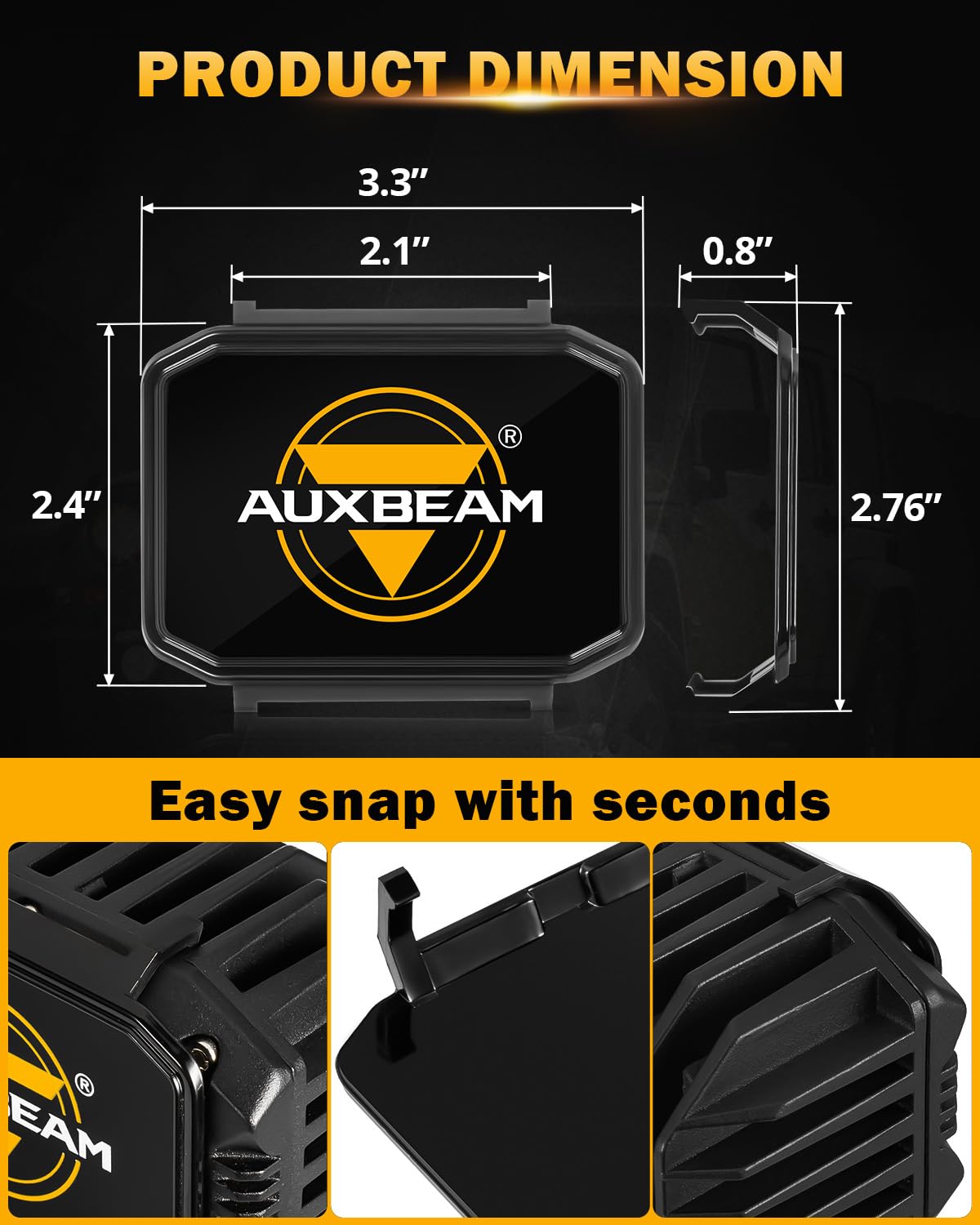 Auxebam 4 Inch Black Offroad Light Covers, 2Pcs Led Cube Pod Cover Waterproof Polycarbonate Protective Lens For Led Cube Lights