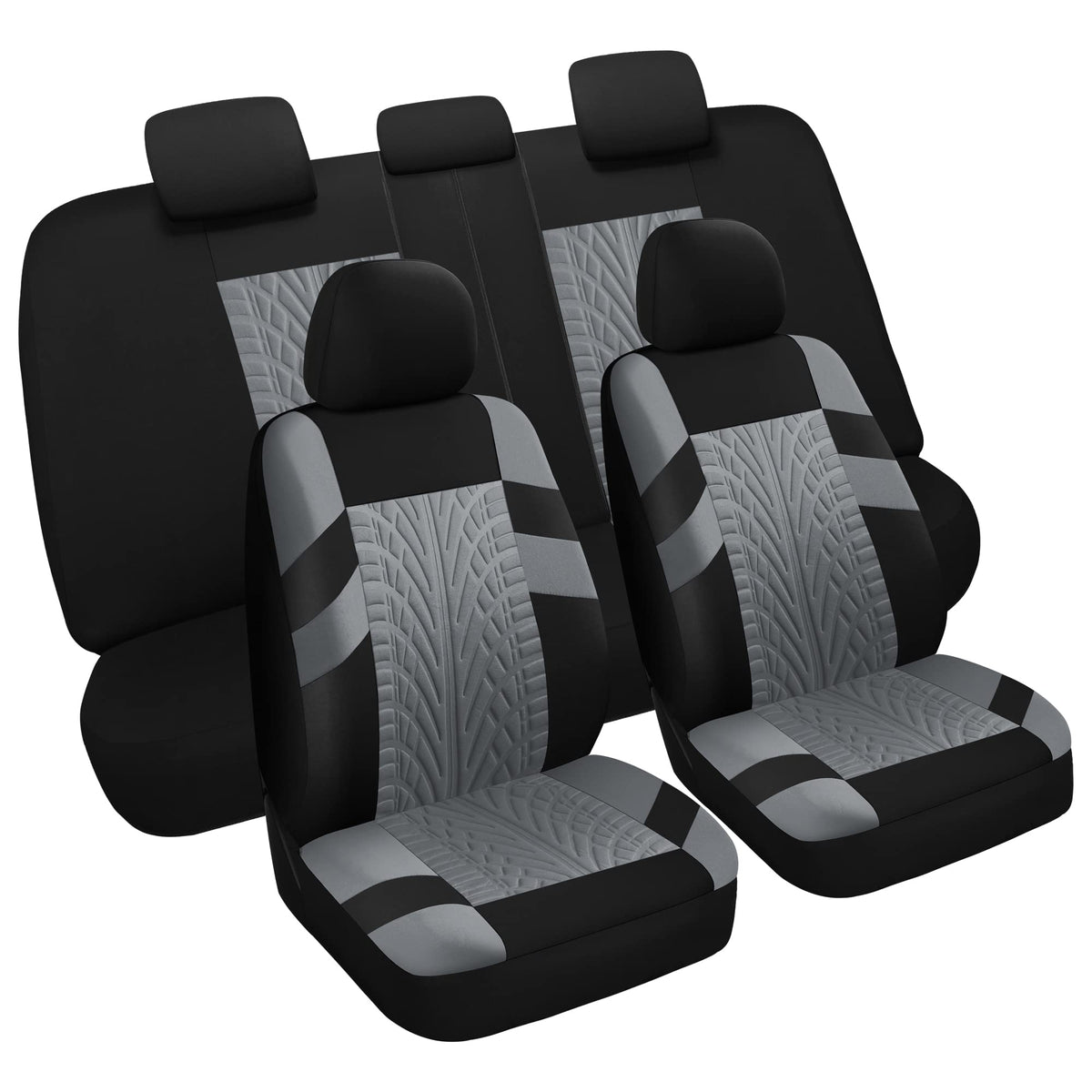 Pariitadin Car Seat Covers Full Set, Washable And Breathable Premium Cloth Automotive Vehicle Seat Cover For Car Interior, Universal Fit For Most Cars, Sedan, Truck, Suv(Black/Gray)