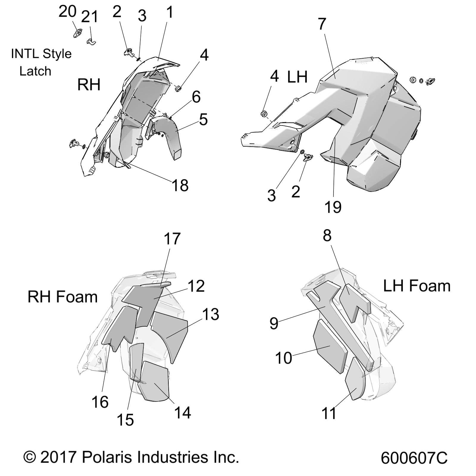 Polaris Snowmobile Side Panel Kit, Right, Foam, Genuine Oem Part 2636656, Qty 1