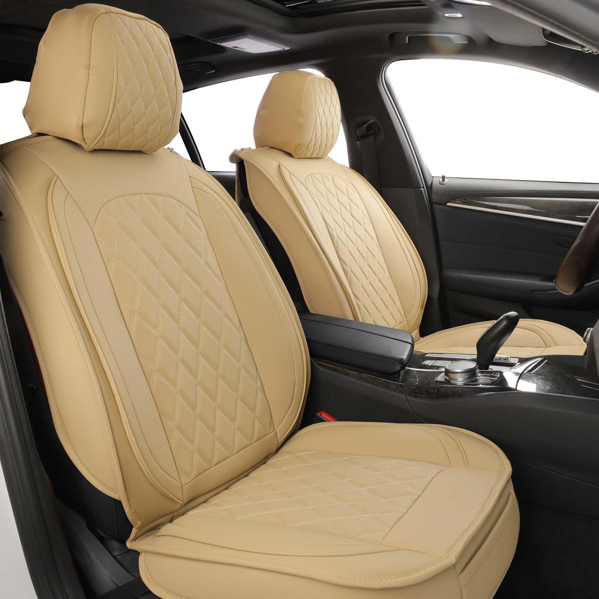 Mirozo Leather Car Seat Covers Full Set,Waterproof Automotive Seat Covers Universal Vehicle Seat Covers For Most Sedan Suv Pick-