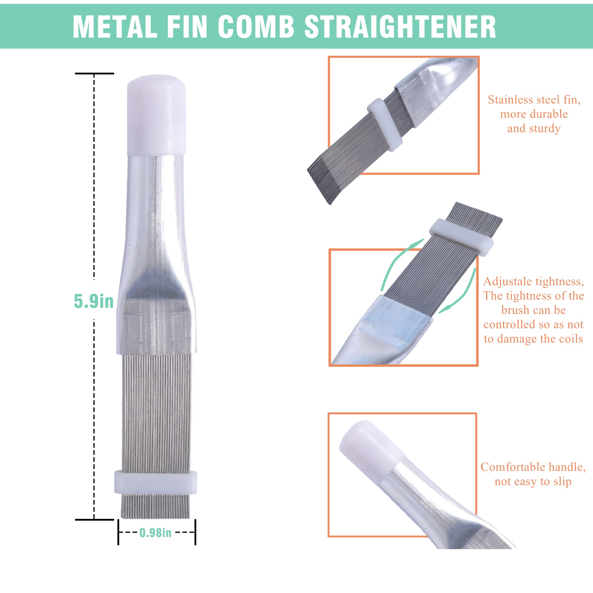 Lonchdan 10 Pcs Air Conditioner Fin Comb Cleaner Kit Ac Coil Cleaning Brush 5 Different Fin Combs Condenser Fin Straightener Ac Evaporator Comb Radiator Repair Clean Tool