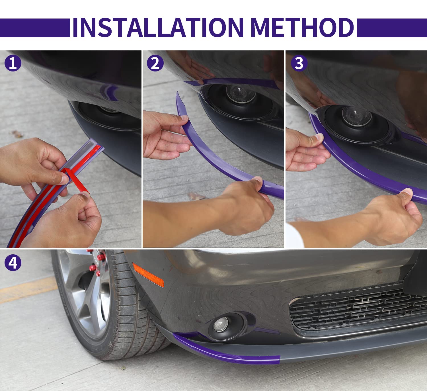 Voodonala For Dodge Challenger 2015-2023 Front Bumper Lip Splitter Protector Cover Compatible For Challenger 2015-2023(Purple, S