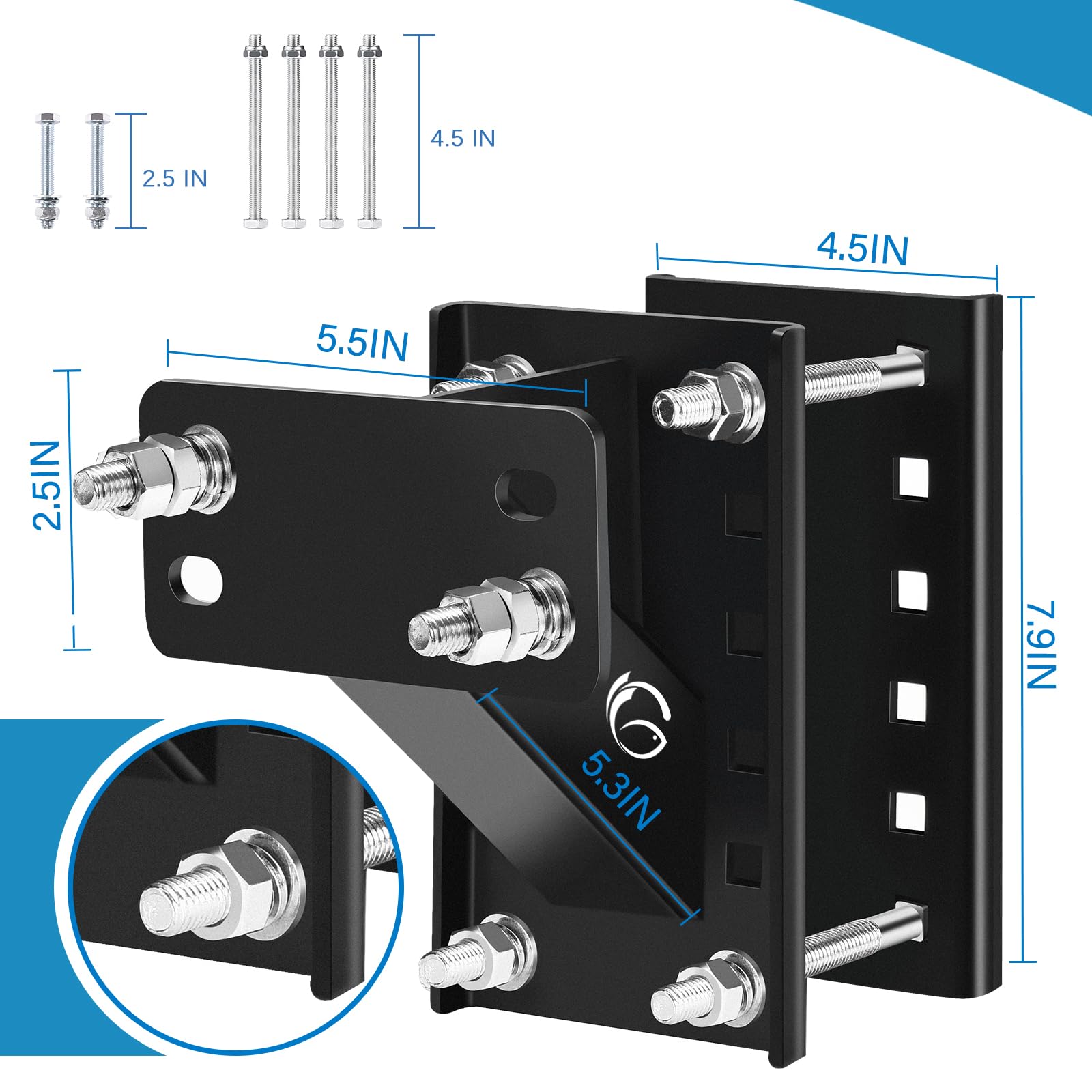 Spare Tire Carrier,Gadfish Spare Tire Mount Boat Trailer Carrier Bracket,Heavy Duty Lock Holder,Fits 4 & 5 & 6 Lugs Trailer Wheels On 4', 4.5'', 4.75'', 5'' And 5.5'' Bolt Patterns,Holds Up To 150 Lbs