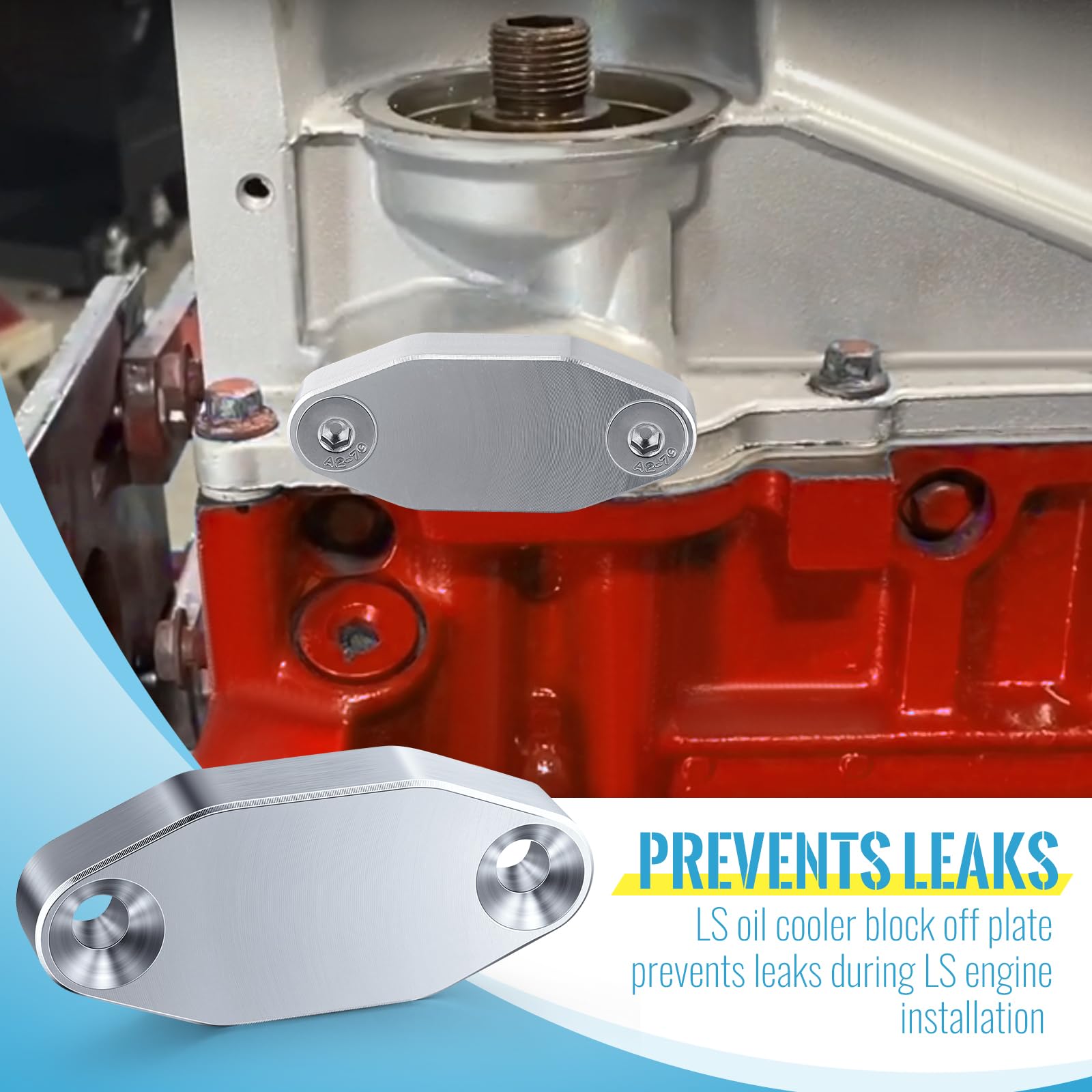 Saillong 1 Pack LS Billet Oil Cooler Block off Plate on Oil Pan LS Billet Oil Port Plate Compatible with Gen III IV Series Engin