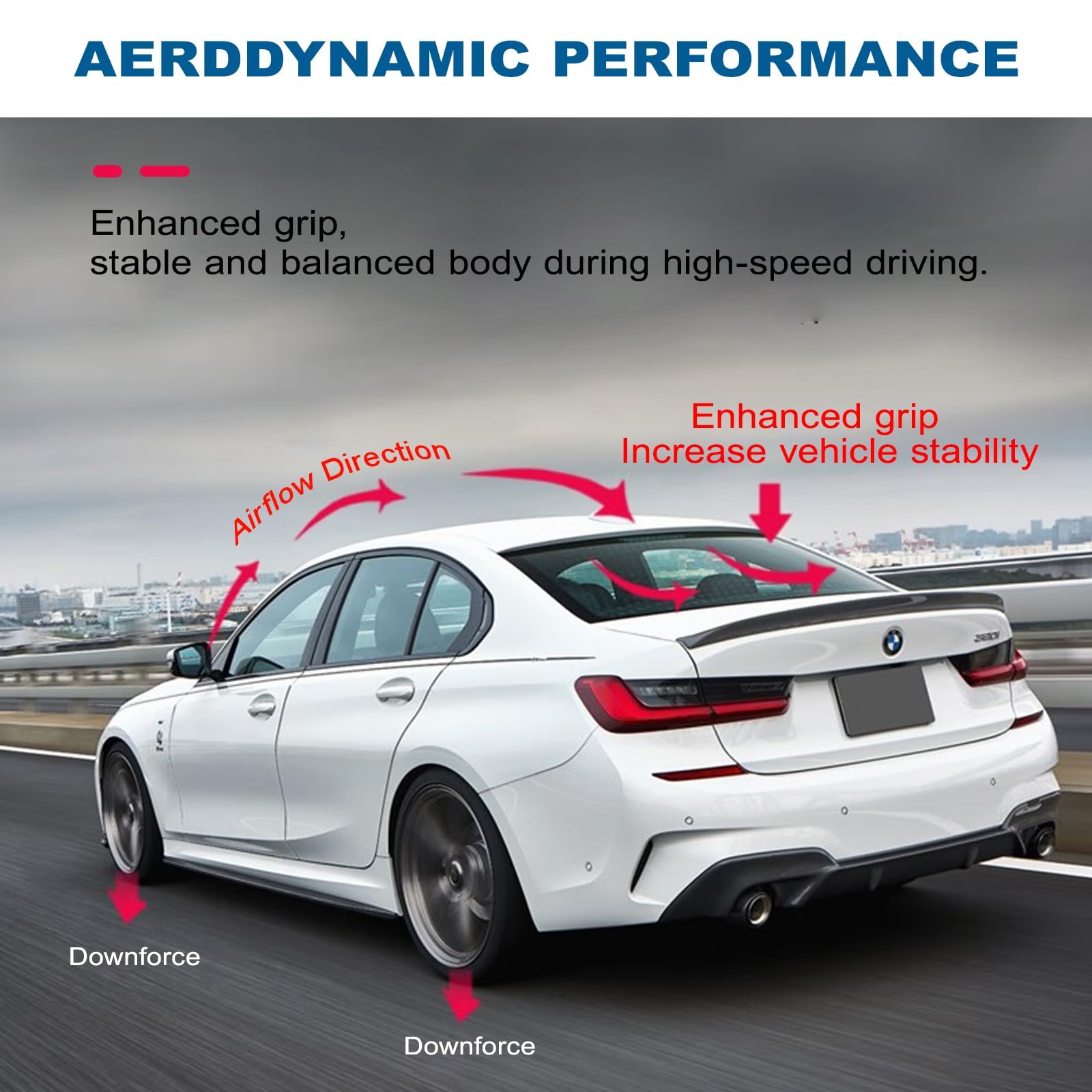 AAriguthel Rear Spoiler Wing Compatible with 2006-2011 BMW E90 3 Series Sedan & 2008-2012 E90 M3 Sedan - M4 Style Trunk Lip for