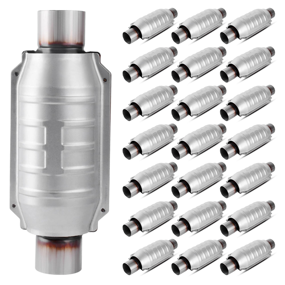 Autosaver88 22-Pack Universal Catalytic Converter, 2.25'' Inlet/Outlet Catalytic Converter With Heat Shield, Stainless Steel She