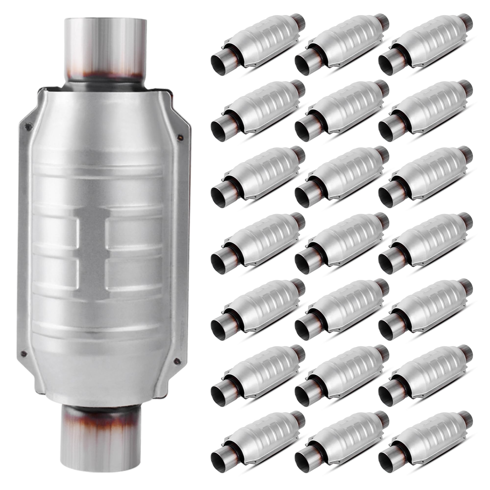 Autosaver88 Atcc10082 2-Pack Universal Catalytic Converter, 2.25'' Inlet/Outlet Catalytic Converter With Heat Shield, Stainless