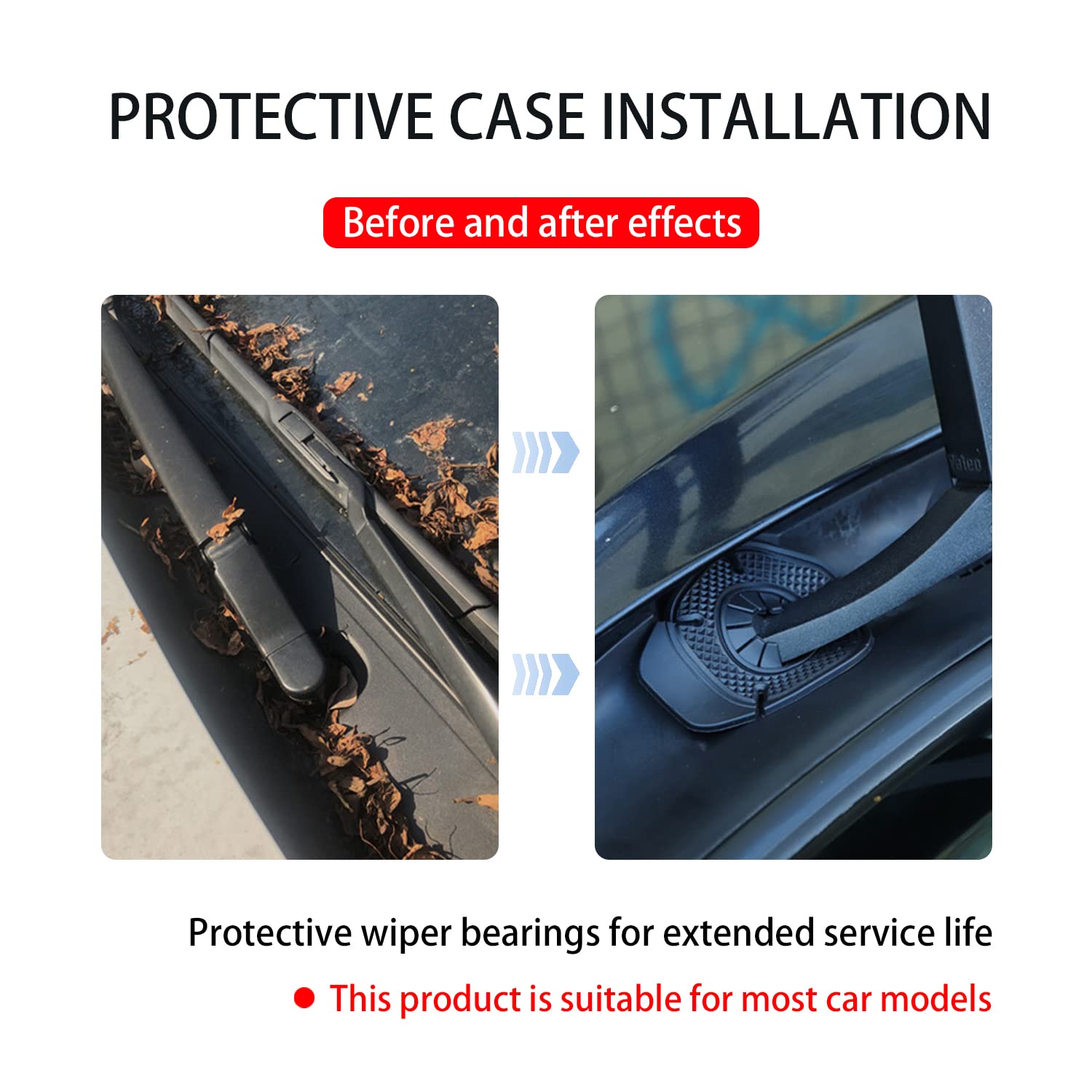 2Pcs Car Wiper Arm Hole Protection Pad, Silicone Windshield Wiper Arm Hole Protector Dust Cover, Front Wiper Protective Guards,