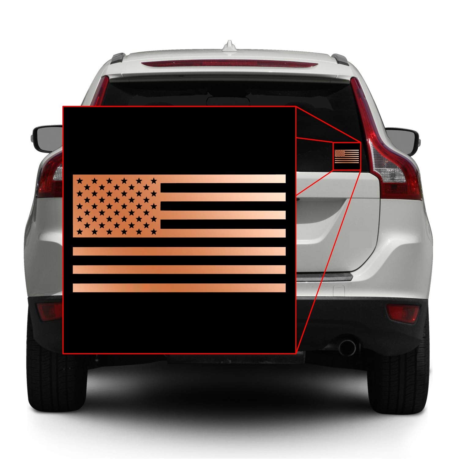 American Us Flag [Pick Color/Size] Vinyl Decal Sticker For Laptop/Car/Truck/Window/Bumper (18In X 10In, Metallic Copper)