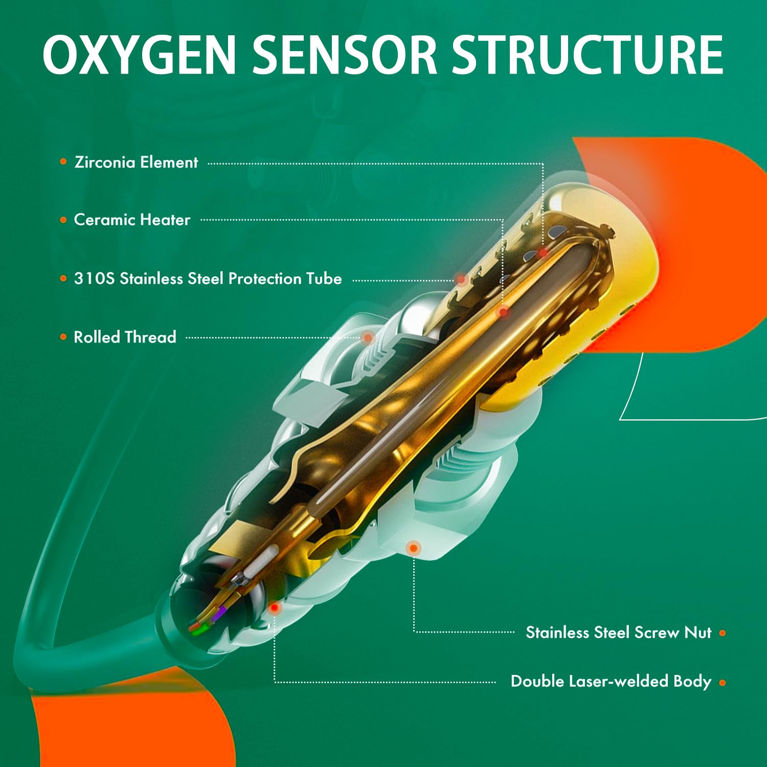 Necatuo 234-9066 Upstream O2 Oxygen Sensor Heated Air Fuel Ratio Compatible With Acura Tsx 2.4L For 36531-Rbb-003 Su6973 Es10940