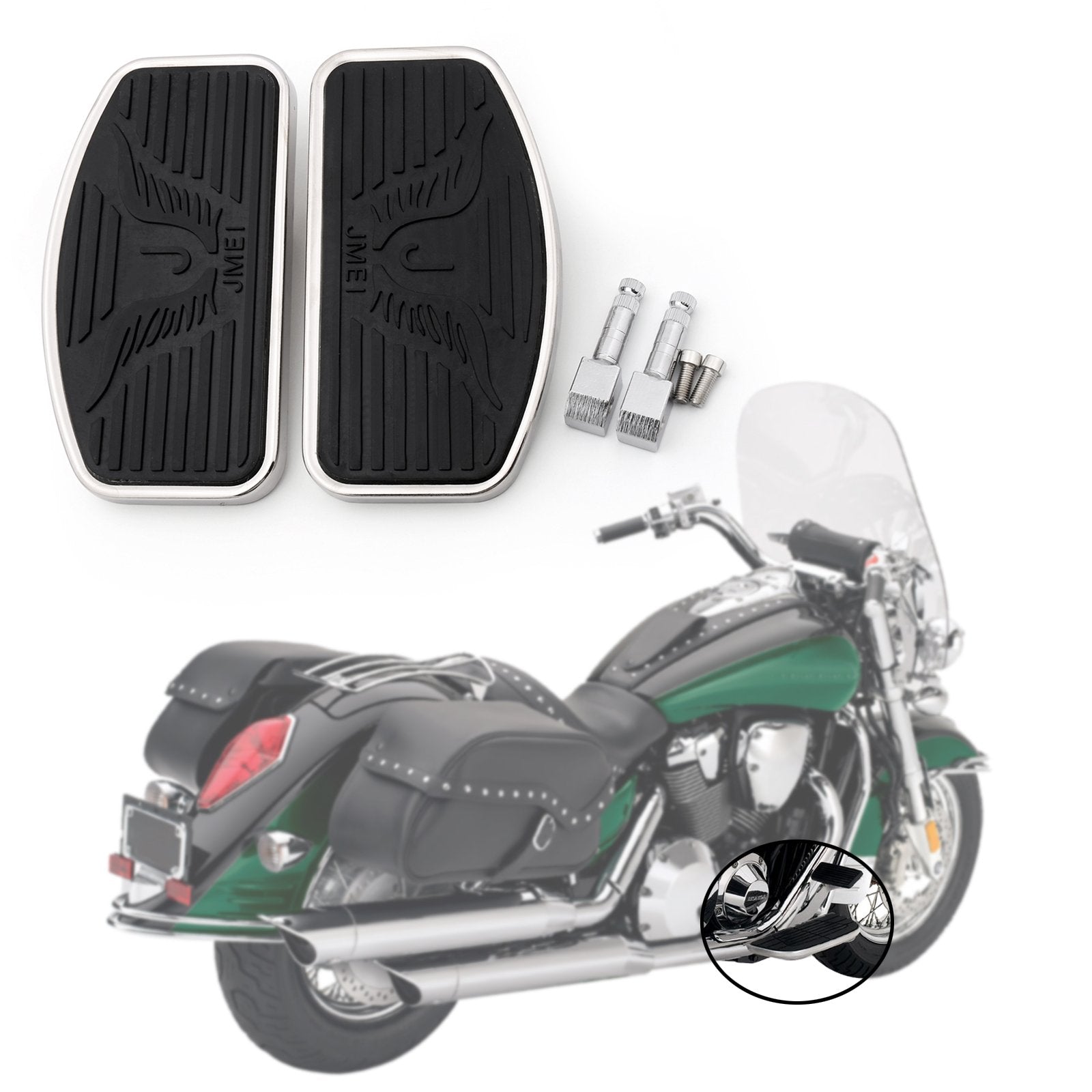 Areyourshop Motorcycle Front/Rear Footboards Floorboard For Honda Shadow Aero 750 Vt750(Only For Models With 6Mm Size Pin Hole)
