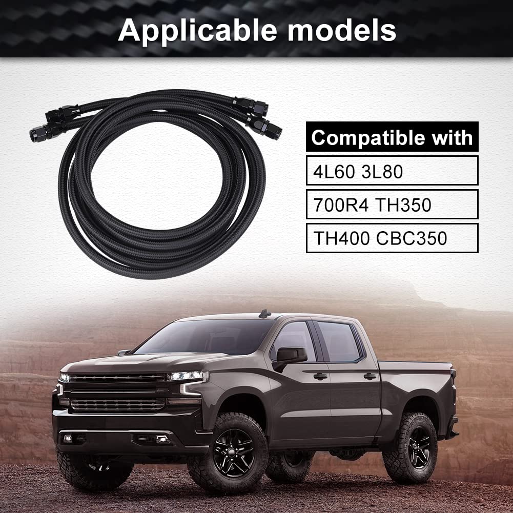 Waterwich 6An Transmission Cooling Line Kit Compatible With 4L60 3L80 700R4 Th350 Th400 Cbc350, 7Ft Ptfe Nylon Braided Stainless