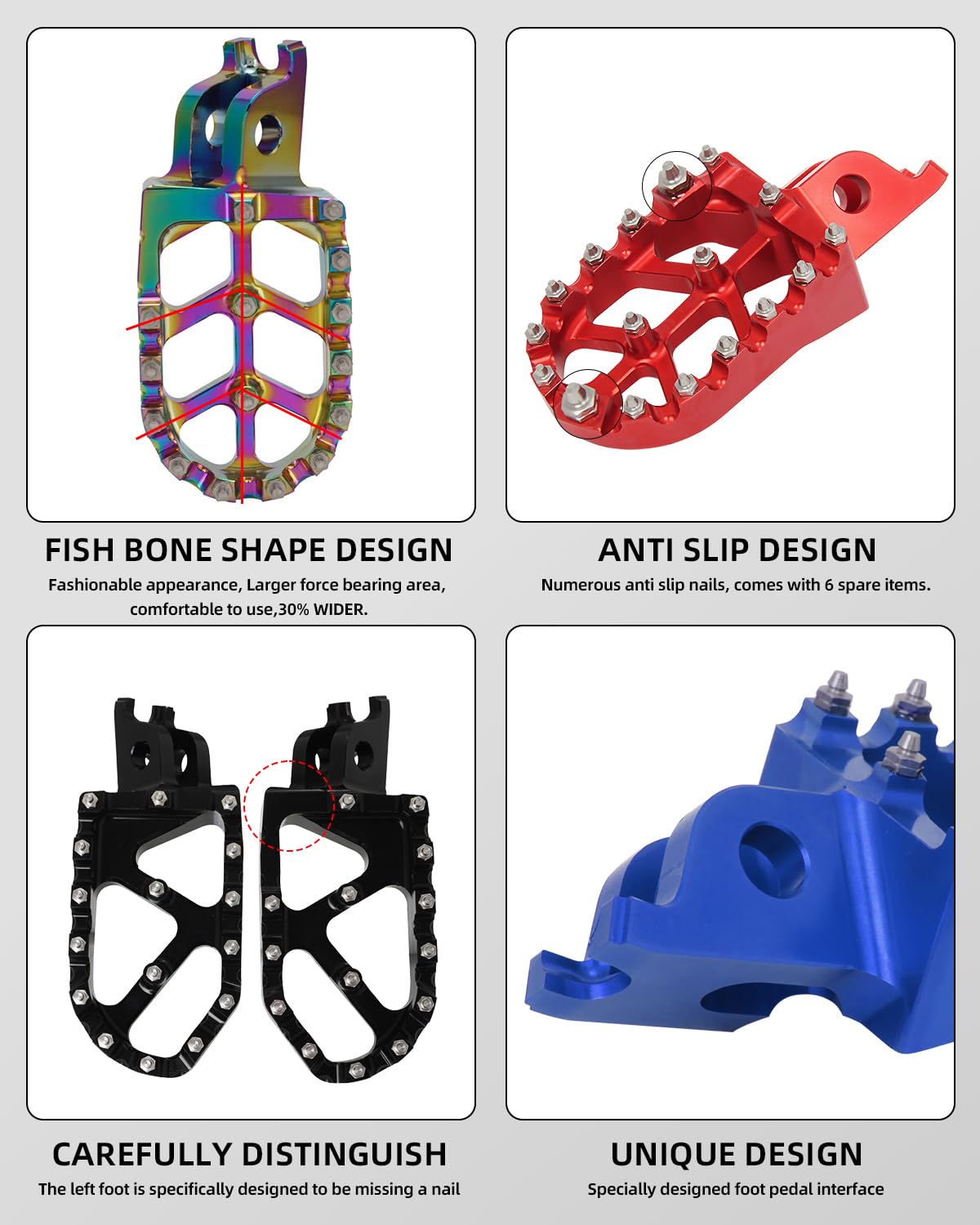 Motorcycle Foot Pegs Footpegs Footrest Pedals Foot Rests For Cr125R Cr250R Crf150R Crf450X Crf250L Crf250Rally Kx250F Kx450F Klx