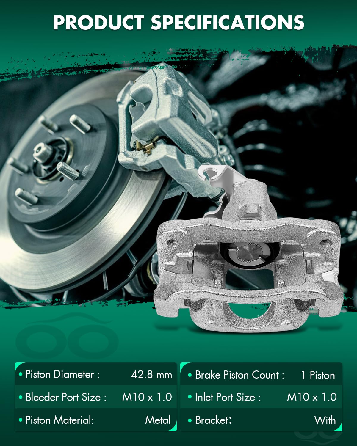 Scitoo 18B5080 Rear Right Disc Brake Caliper Assembly W/Bracket For Chrysler For Town & Country 2008-2012,For Dodge For Grand Ca