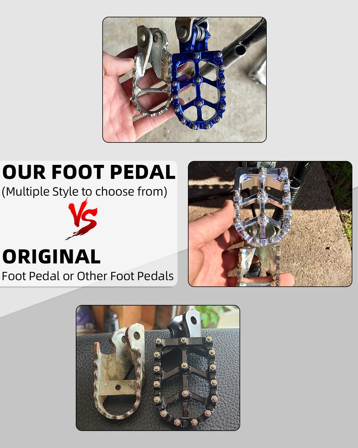 Jfg Racing Dirt Bike Foot Pegs With Springs,7075 Aluminum Cnc Footpegs Pedals Rests For Surron Light Bee X And S/E Ride Pro Ss/Crf150F Crf230F 03-19/X160/X260-Metallic