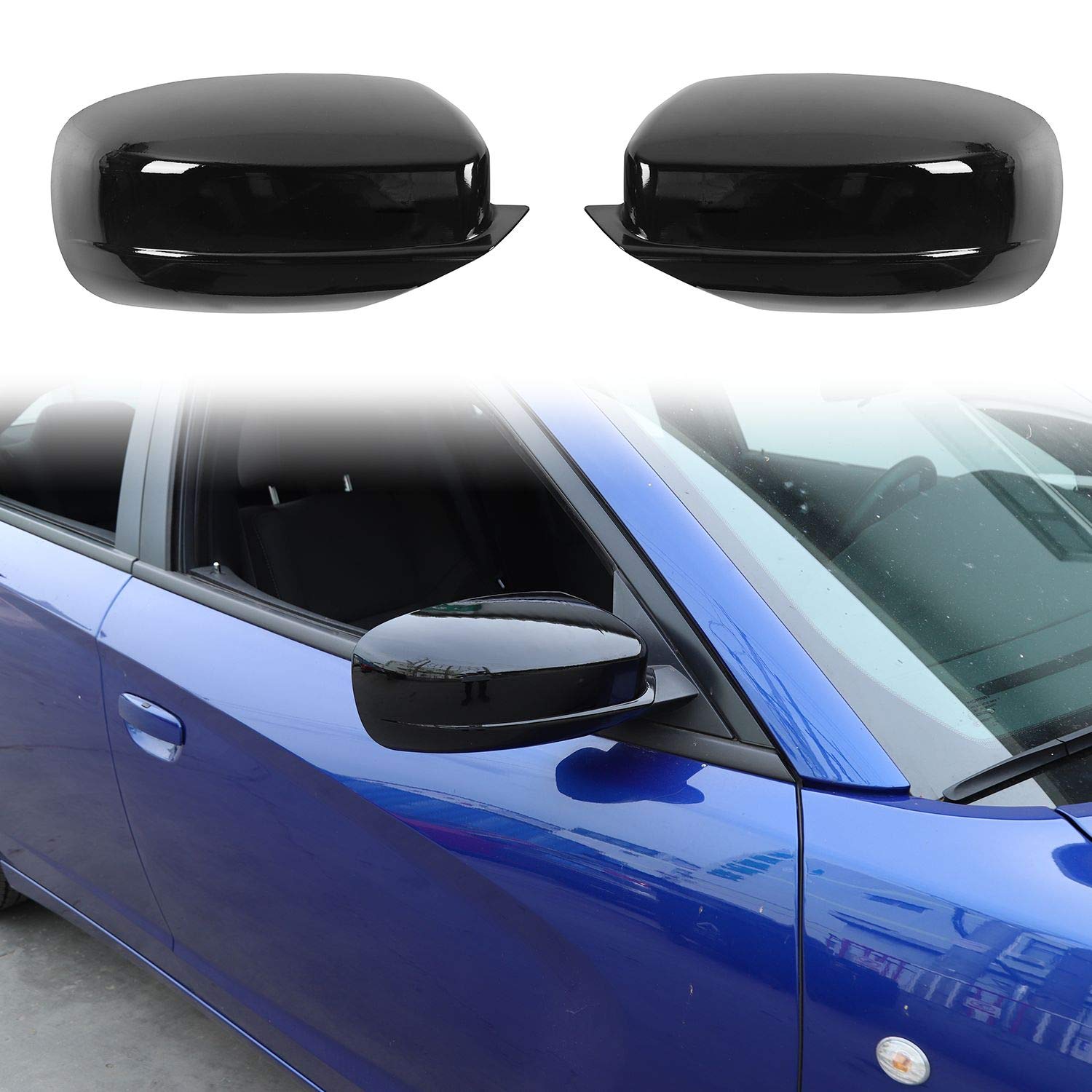 Voodonala for Charger Rearview Mirror Cover Decoration Trim for 2010-2023+ Dodge Charger Chrysler 300 300C Accessories, Black AB