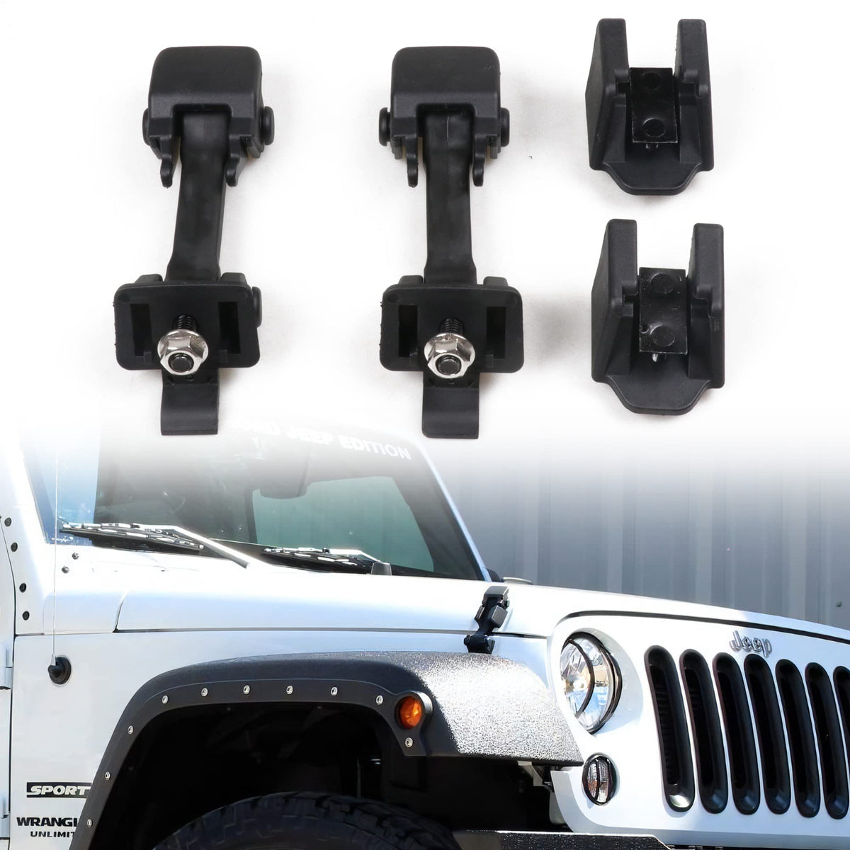 Sukemichi Oem Jk Hood Latches,Original Factory Hood Latch Kit For 2007-2018 Jeep Wrangler Jk Unlimited Rubicon Sahara Sports Acc