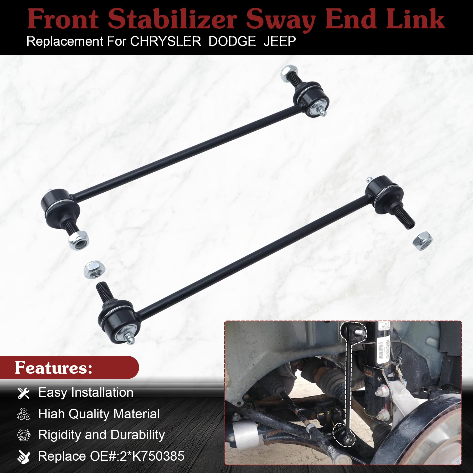 Stiueoav K750385 Sway Bar Link - Front Stabilizer End Link Compatible With 2011-2014 200?2007-2010 Sebring?2008-2014 Avenger?200