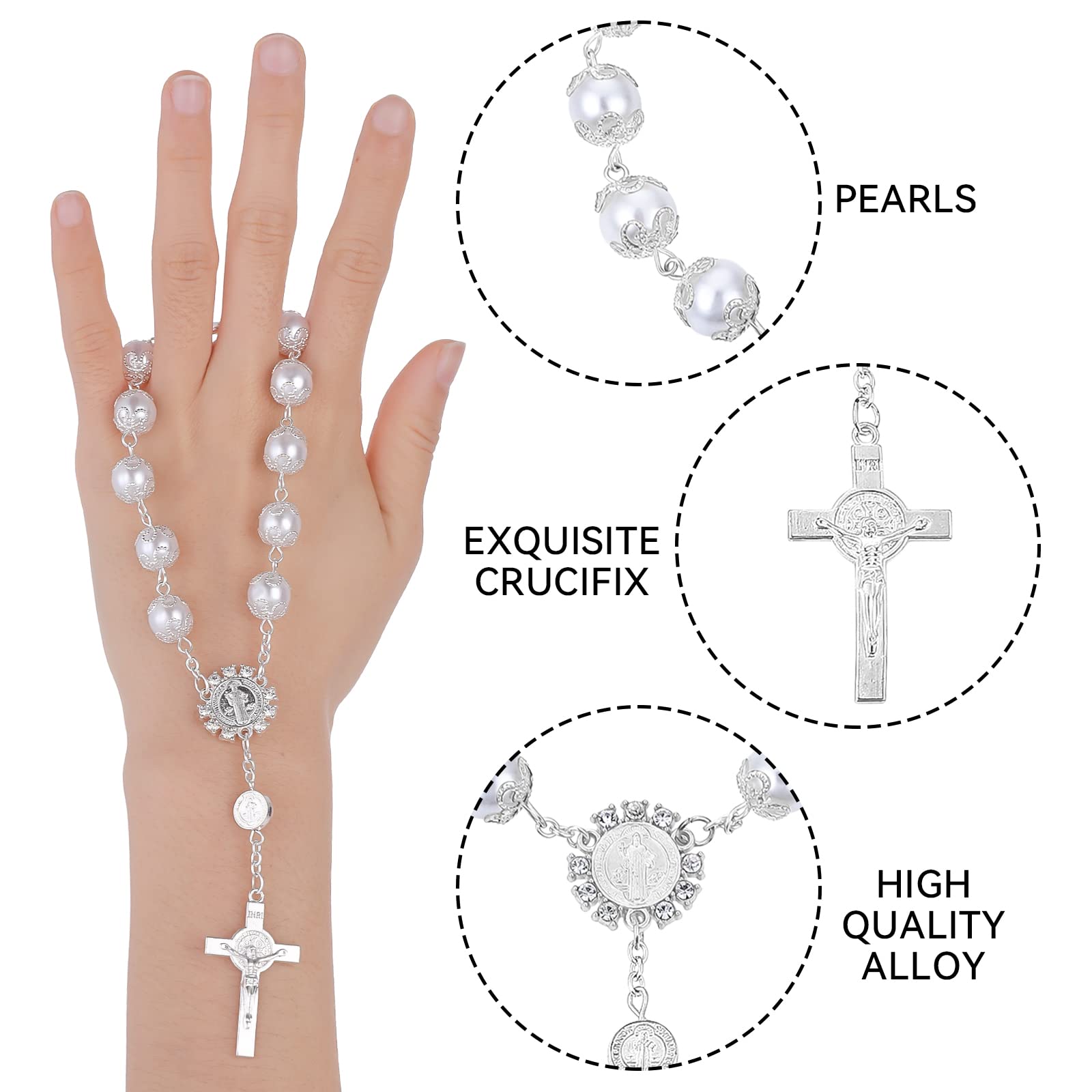 Cobee Car Rosary For Rearview Mirror, 2 Pieces Car Mirror Hanging Cross Auto Rosary Rear View Mirror Pendant Car Hanging Accesso