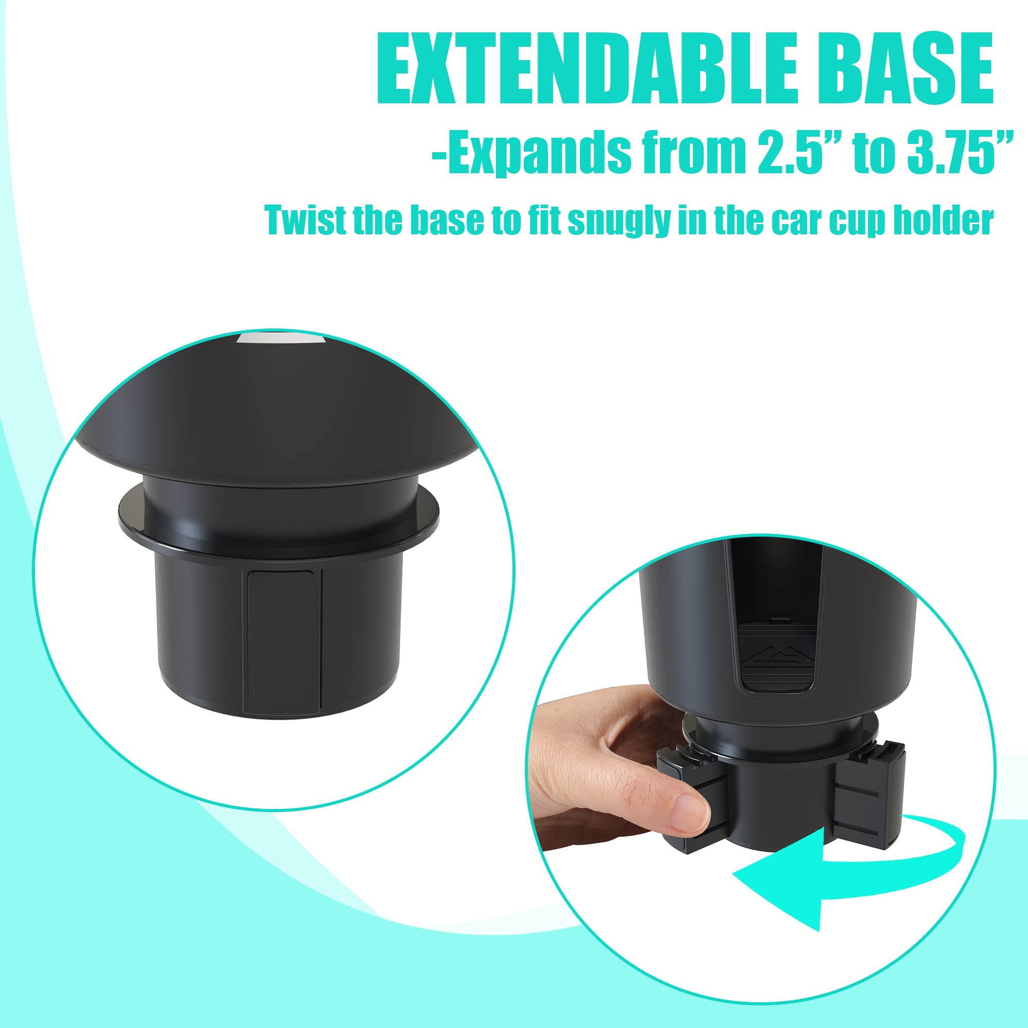 Upgraded Large Cup Holder Expander For Car With Offset Expandable Base Compatible With Yeti Mug10/14Oz Yeti Rambler 24/26/36/46Oz Hydro Flasks 32/40Oz Other Large Bottles In 3.4-4 Diameter