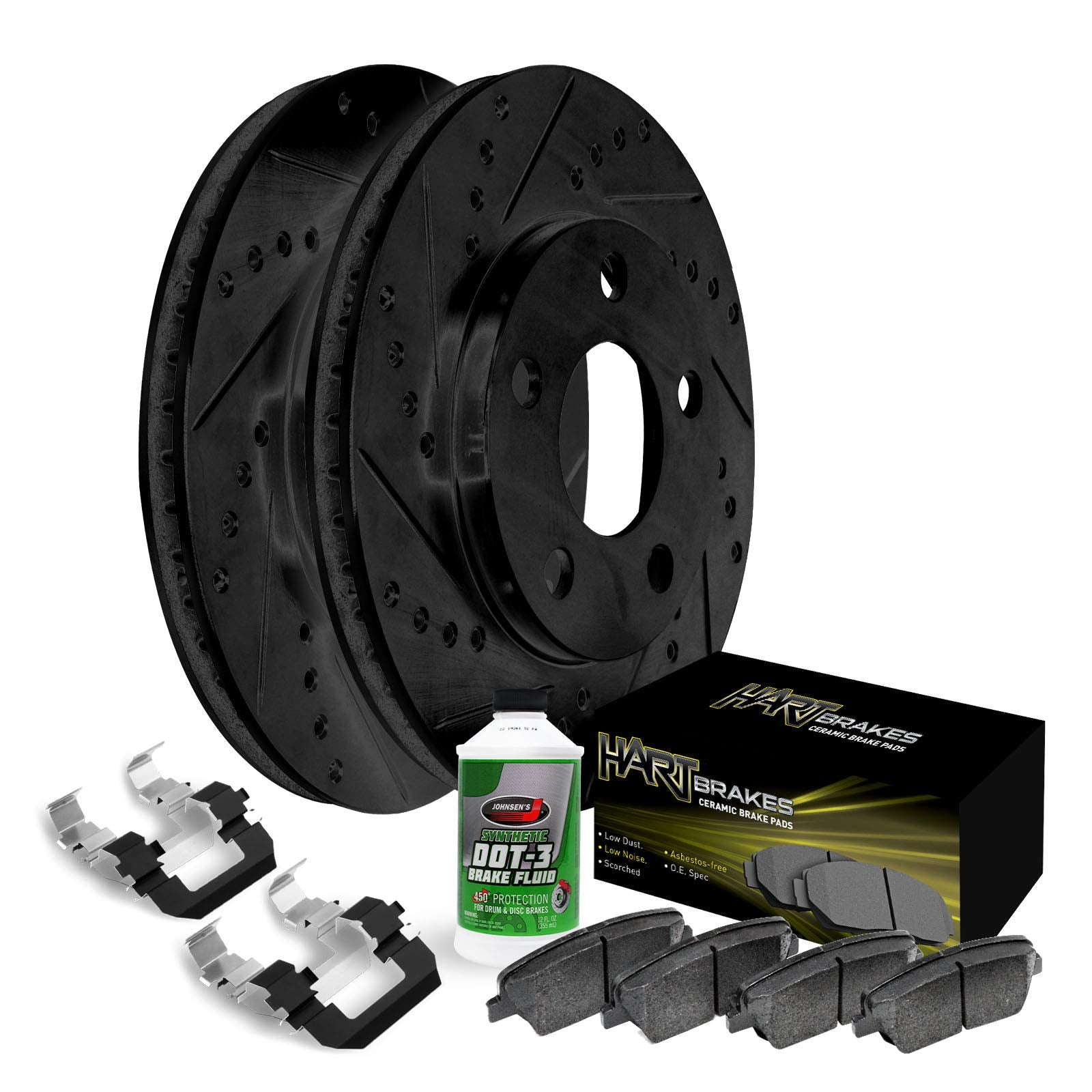 Hart Brakes Front Brakes And Rotors Kit |Front Brake Pads| Brake Rotors And Pads| Ceramic Brake Pads And Rotors |Fits 2008-2014