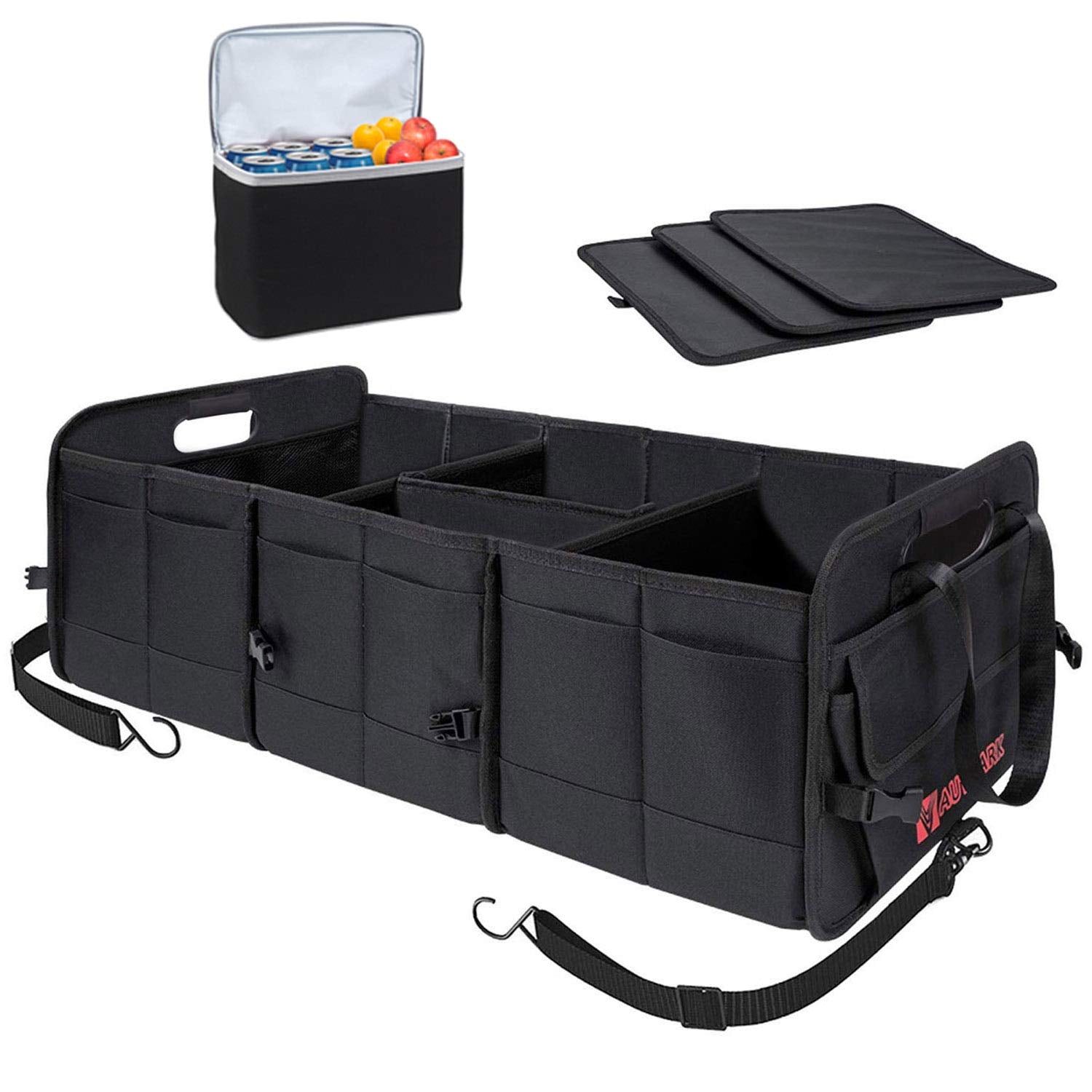 AUTOARK Multipurpose Car SUV Trunk Organizer with Removable Insulation Leakproof Cooler Bag,Durable Collapsible Adjustable Compa