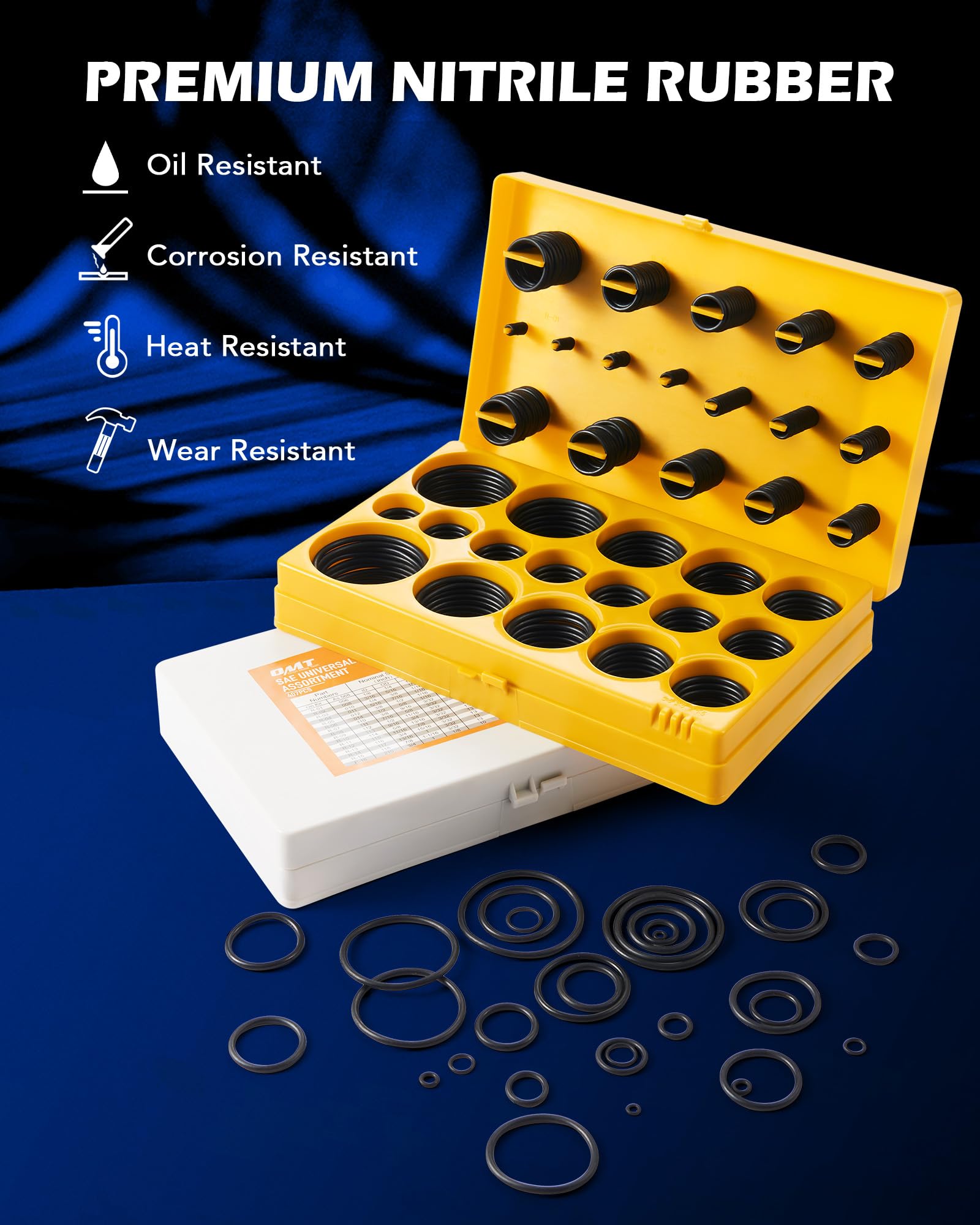 ORION MOTOR TECH 826pc Universal O Ring Assortment Kit in 32 Sizes, SAE and Metric O Ring Kit for Plumbing Automotive Faucet Rep