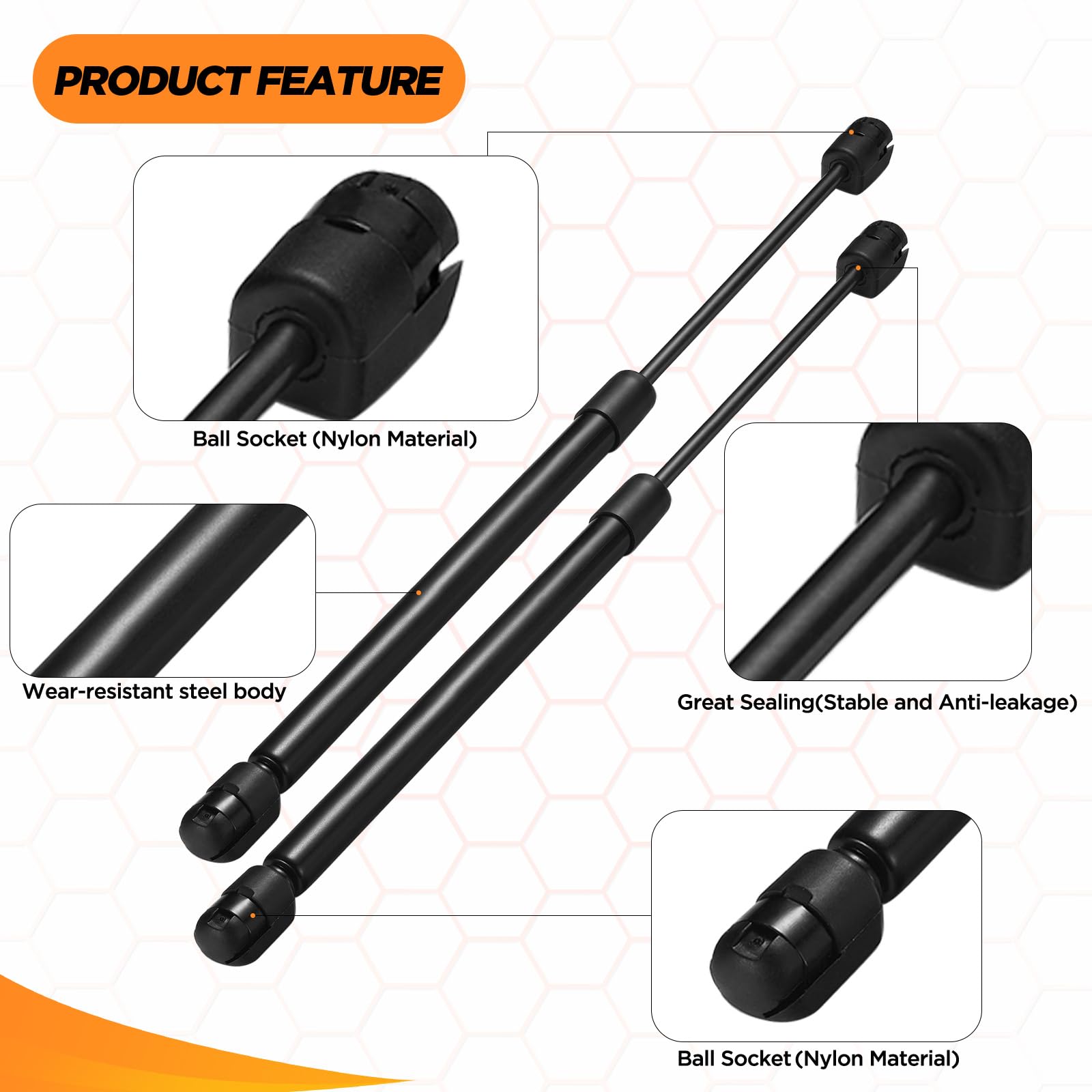 SYKRSS C1609209 16 '' Gas Strut 16 inch 38Lbs/169N Camper Shell Struts Shock Lift Support Gas Spring for Leer ARE ATC Camper Top