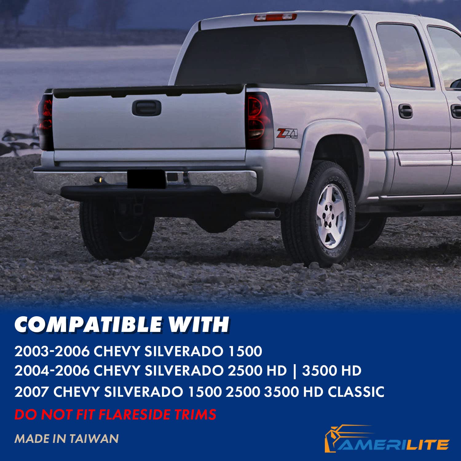 Amerilite Red Smoke Tint Replacement Brake Tail Lights Set For Chevy Silverado 2003-2006 Truck W/Bulb And Harness