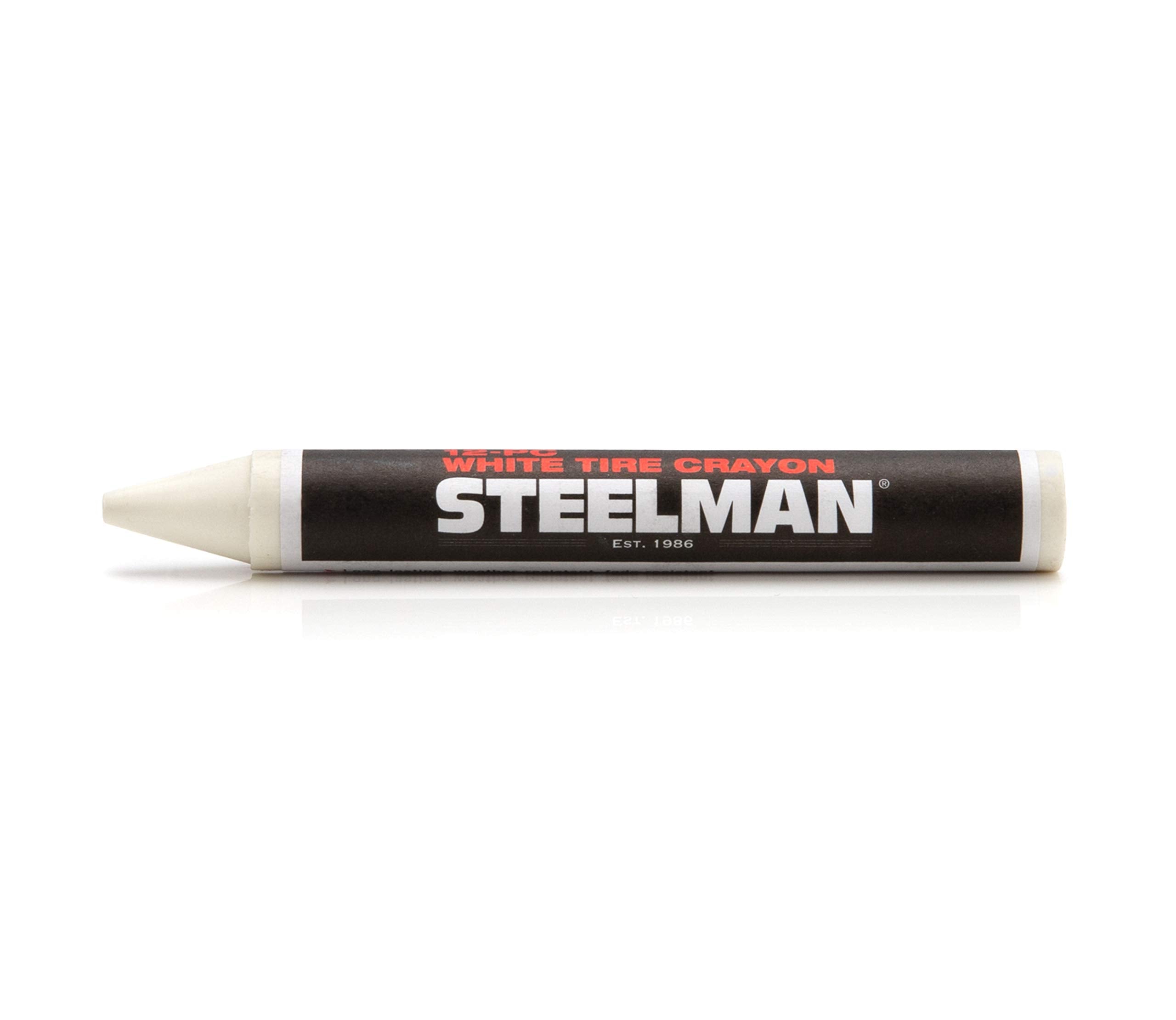 Steelman White Tire Marking Crayons For Mechanics, Marks Damage On Wet And Dry Tires, Box Of 12
