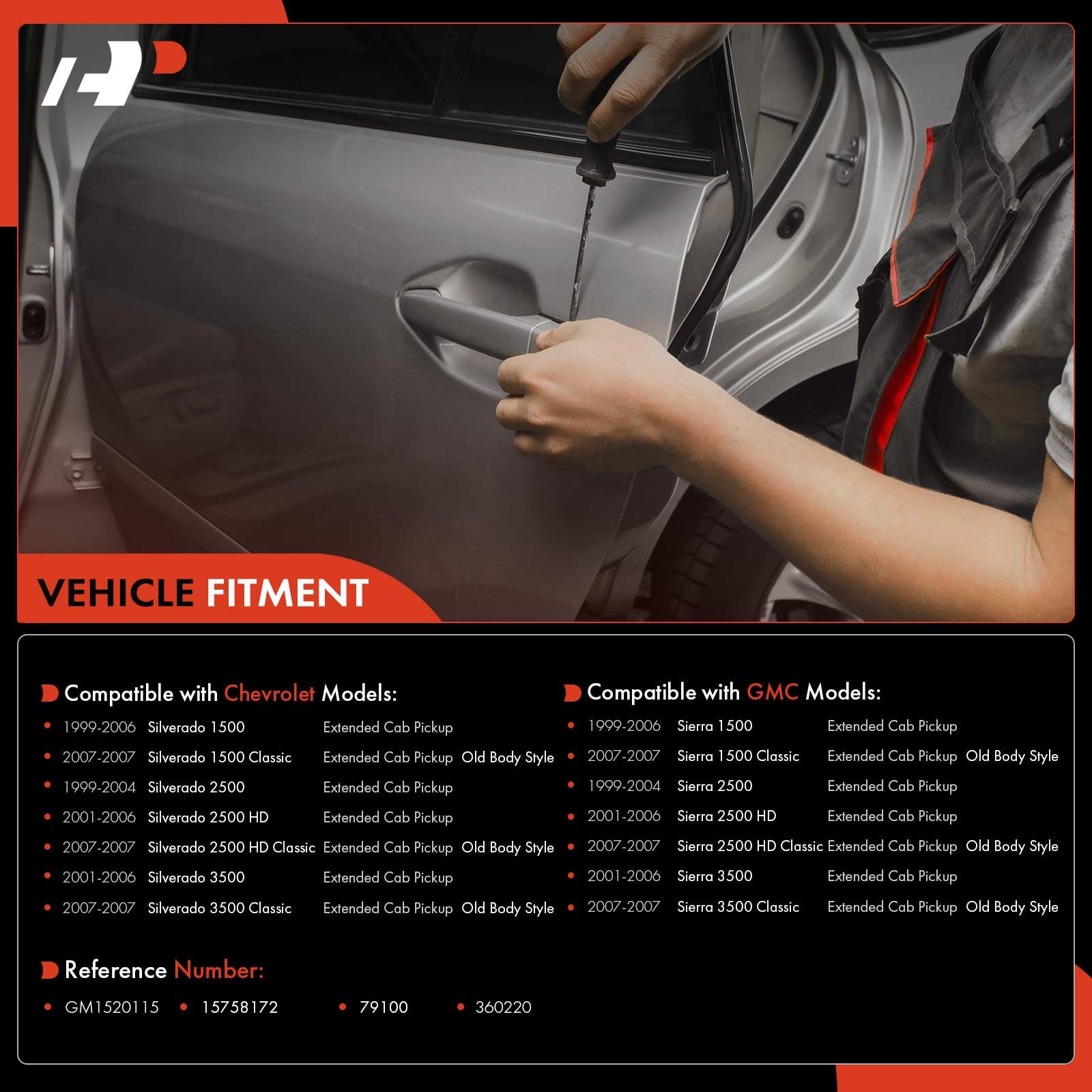 A-Premium Rear Driver Side Exterior Door Handle Compatible With Chevy Silverado 1500 1999-2006, Silverado 2500 3500 & Gmc Sierra 1500 2500 3500 - For Extended Cab Pickup - Textured Black, # 15758172