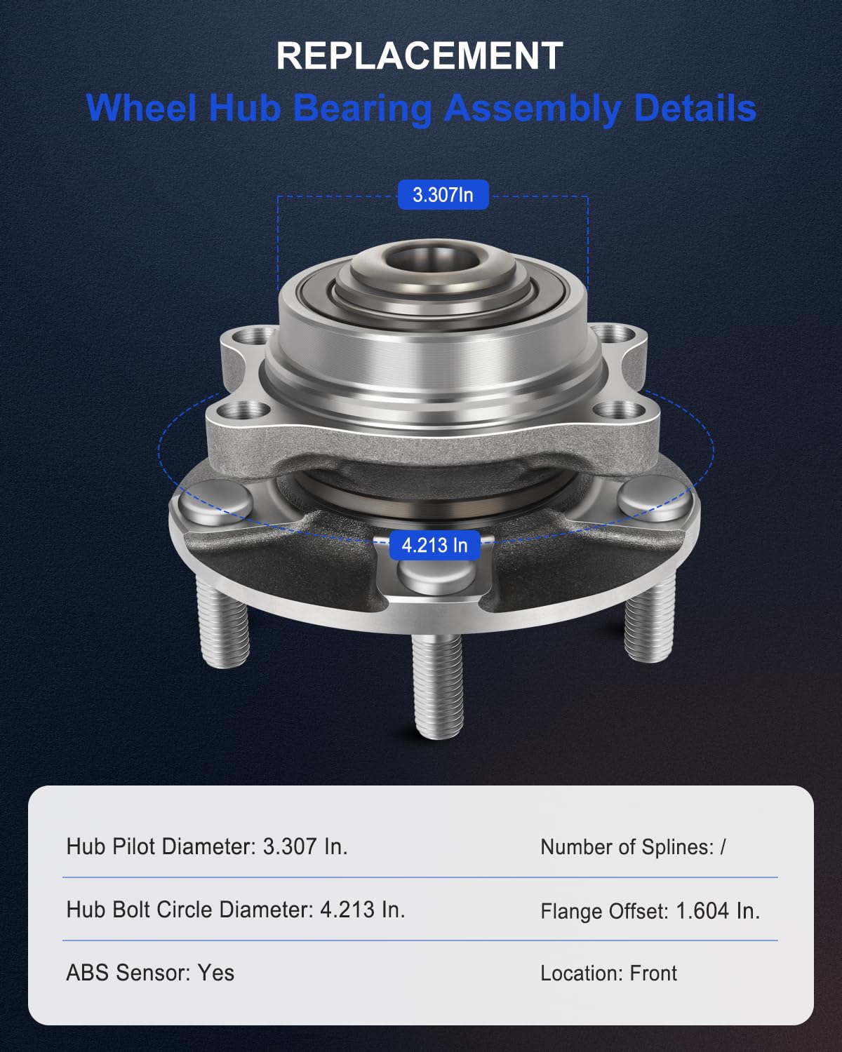 ECCPP Front Wheel Hub Bearing Assembly fit for 2003-2007 Infiniti G35 (RWD) 2003-2009 Nissan 350Z 5 Lugs w/ABS 513268