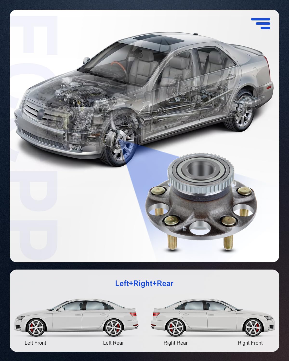 ECCPP Rear 5 Lugs Wheel Bearing and Hub Assembly for 2004-2008 Acura TL 2003-2007 Honda Accord Wheel Hub Bearings W/ABS 512188