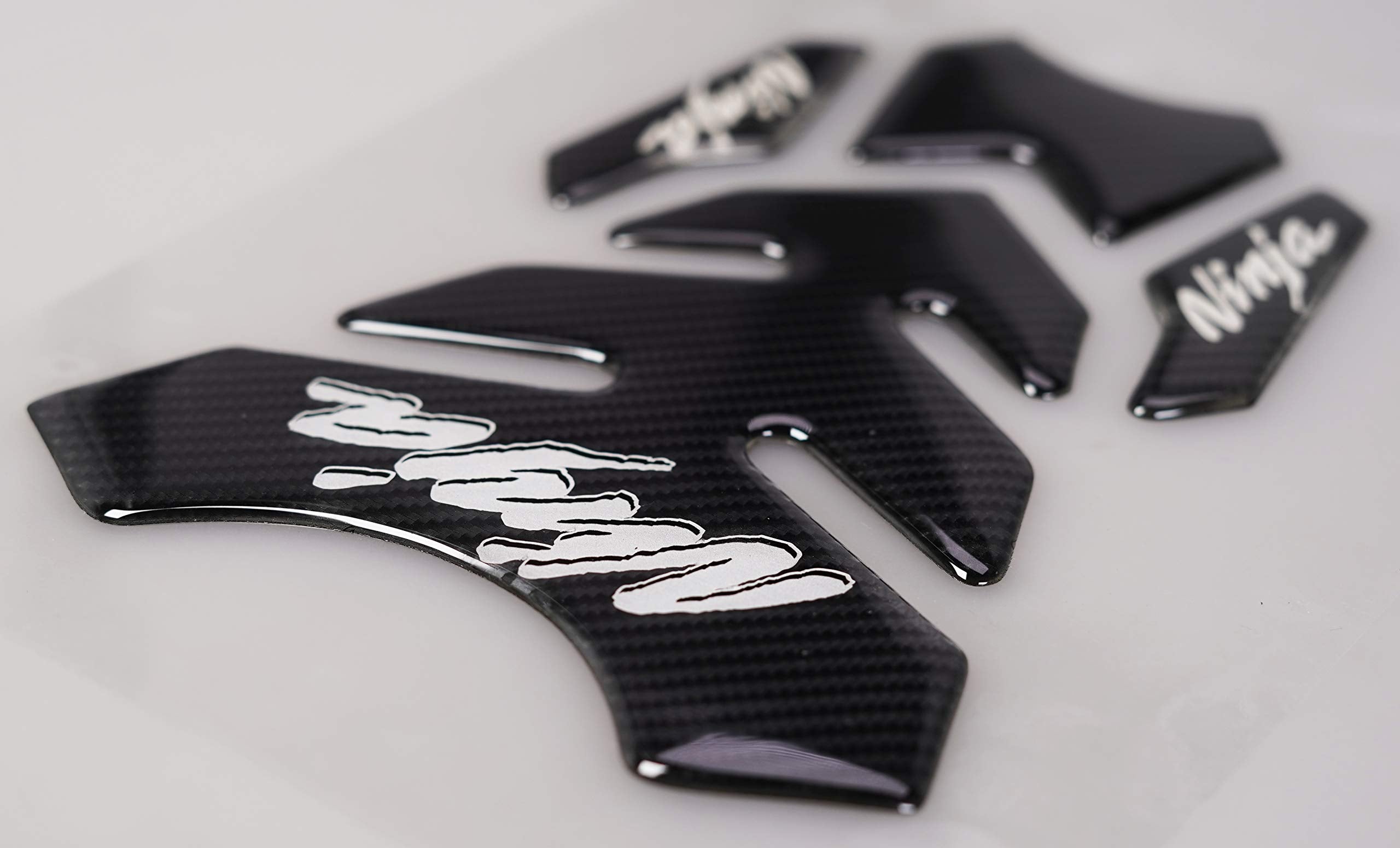 REVSOSTAR 5D Real Carbon Fiber Chrome Decal Sticker Vinyl Decal Emblem Protection Gas Tank Pad for Ninja 250 300 All Series with