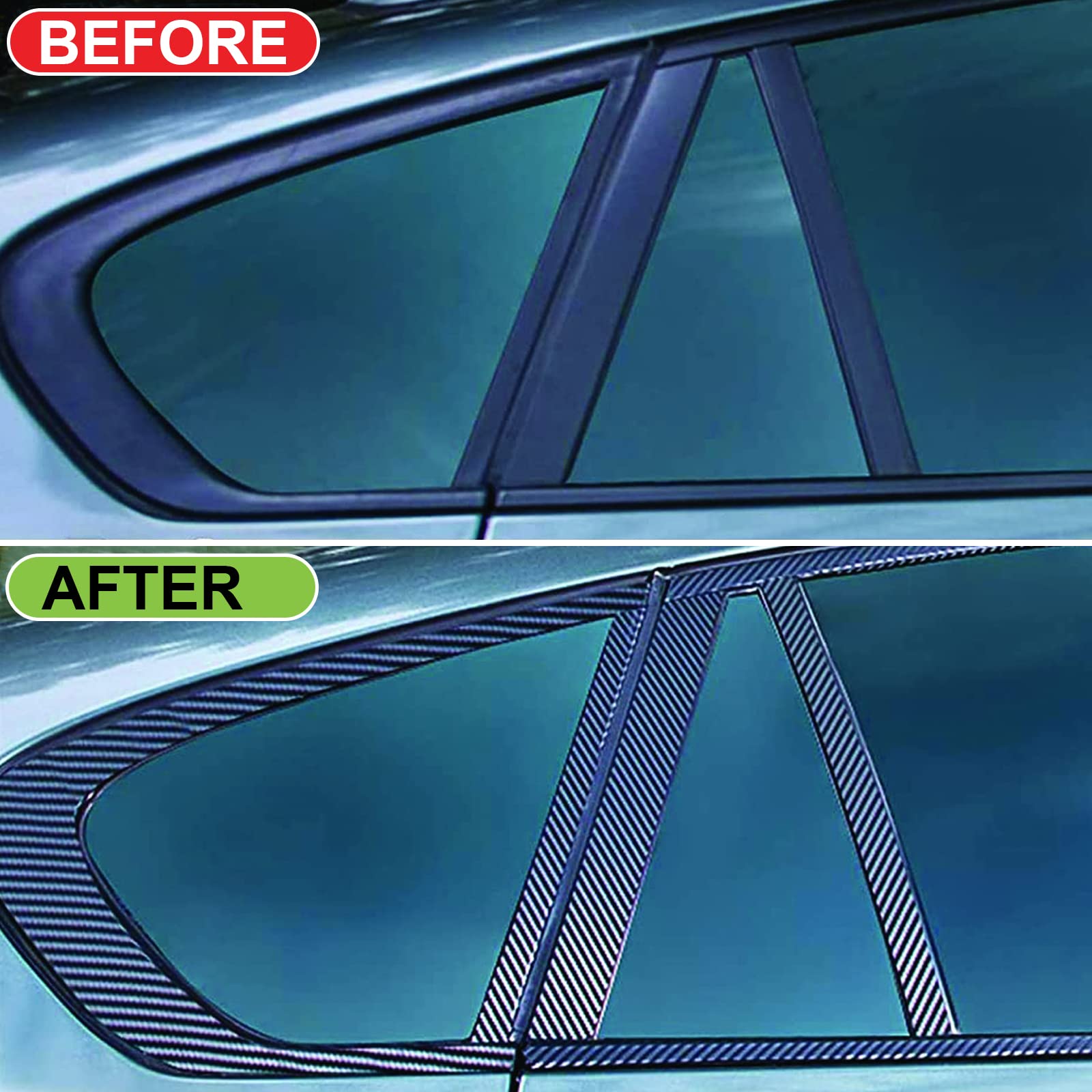 Spurtar Carbon Fiber Wrap Black Vinyl Wrap For Cars, 3 Inch X 20 Ft Universal Chrome Delete Dry Carbon Fiber Tape Door Edge Guar