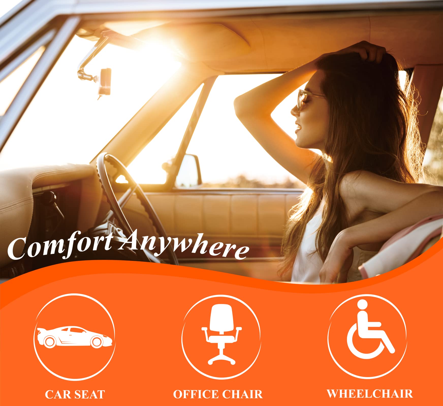 Kingphenix Car Seat Cushion With 1.2Inch Comfort Memory Foam, Seat Cushion For Car And Office Chair (Gray)