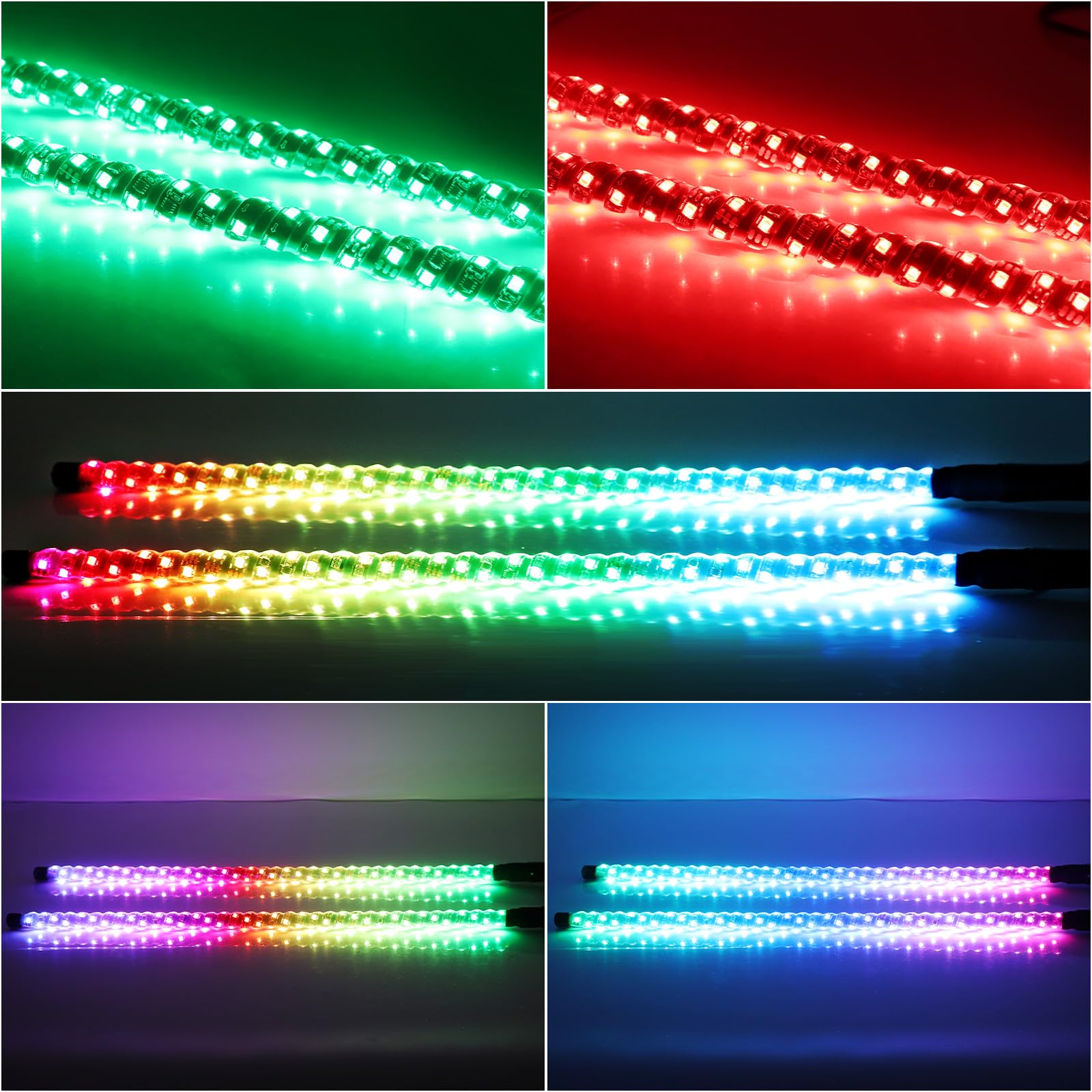 Beatto 3Ft(0.9M) Rf Remote Control Rgb Led Whips Light With Dacning/Chasing Light Led Antenna Light For Off- Road Vehicle Atv Ut