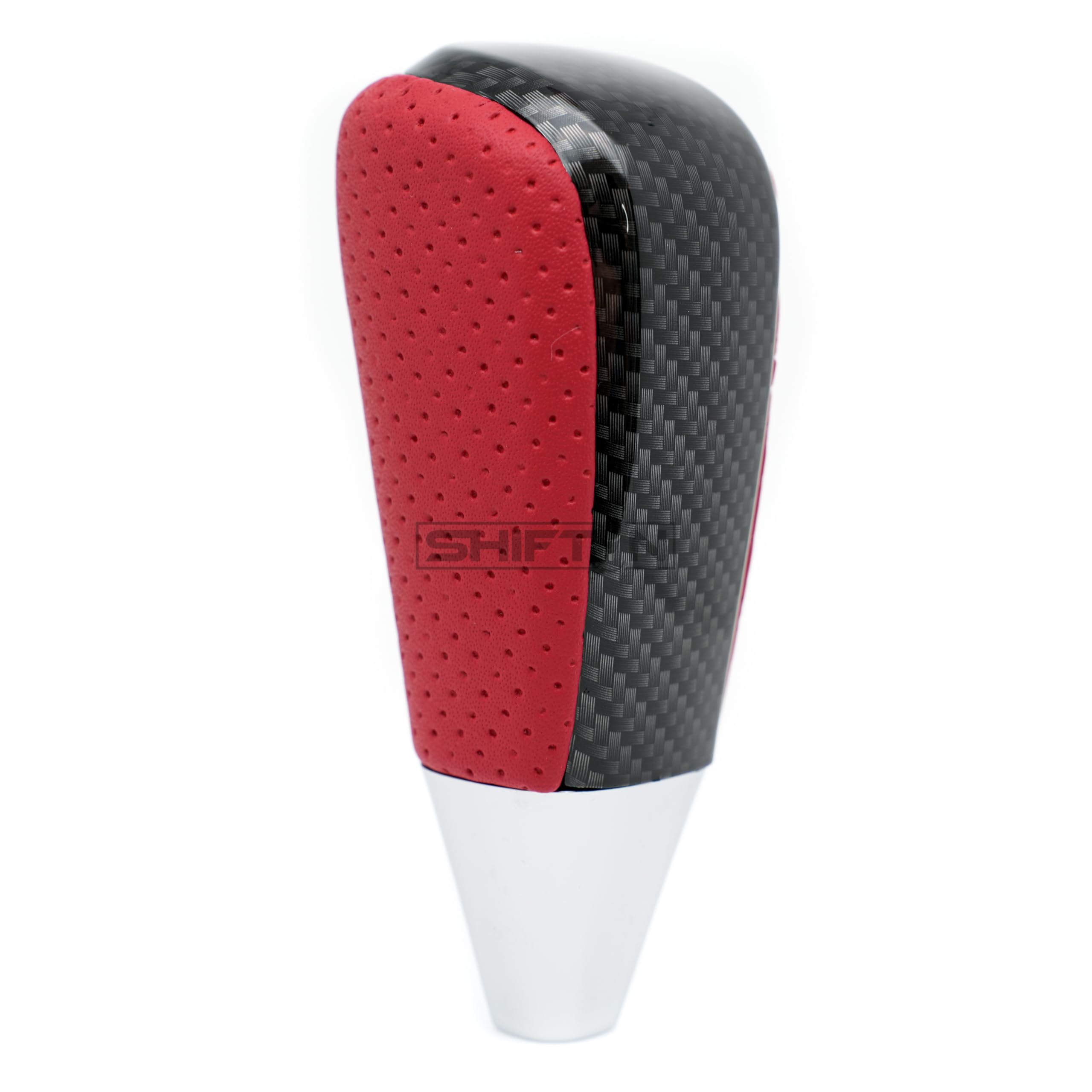 SHIFTIN Leather and Wood Gear Shift Knob for Toyota Land Cruiser 4Runner Sequoia Tundra and Lexus (Red Leather/Carbon Fiber Patt