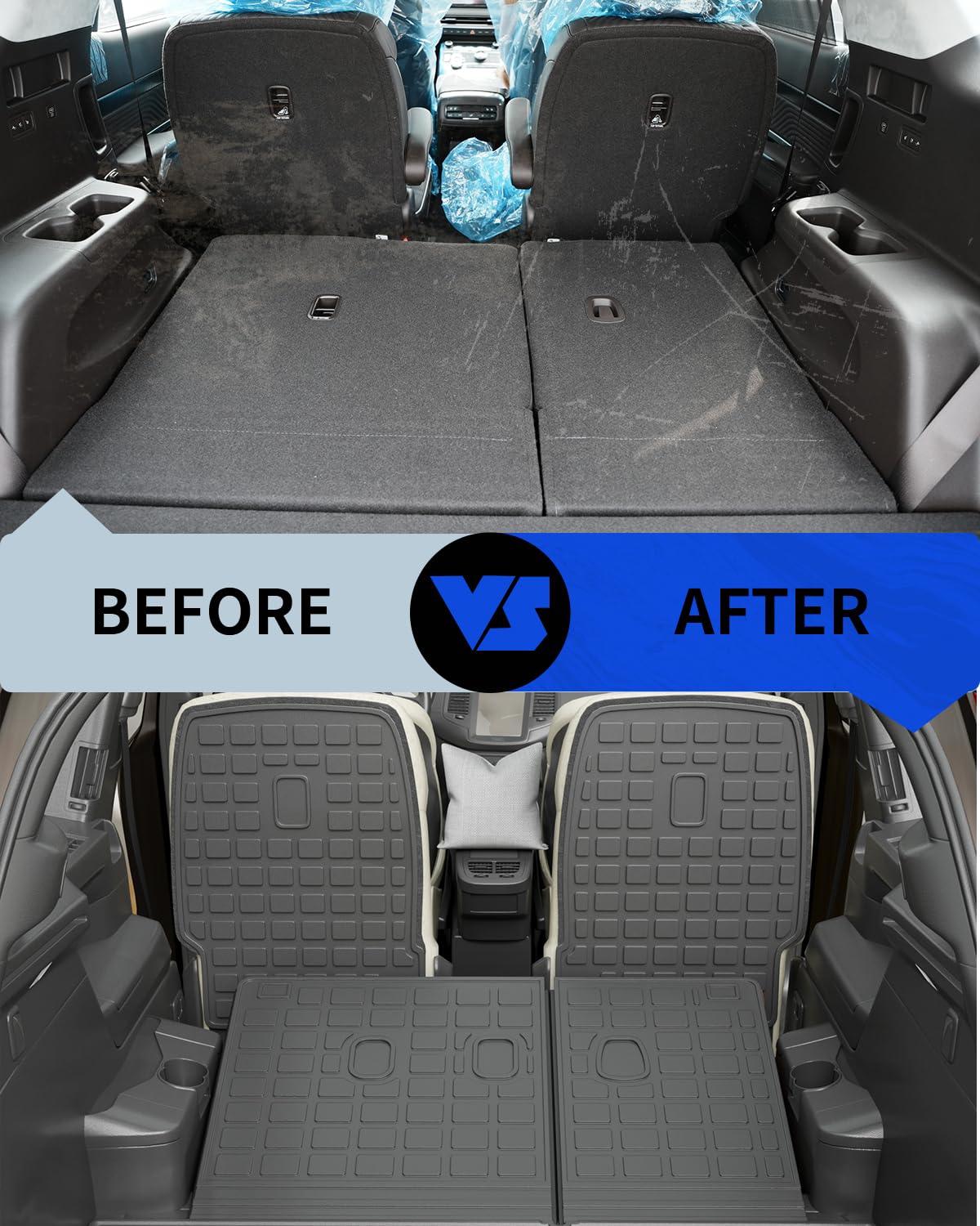 Rongtaod Cargo Mat Compatible With 2020-2025 Hyundai Palisade 7 Seats Trunk Mat Cargo Liner Kick Mat Trunk Liner 2024 Palisade A