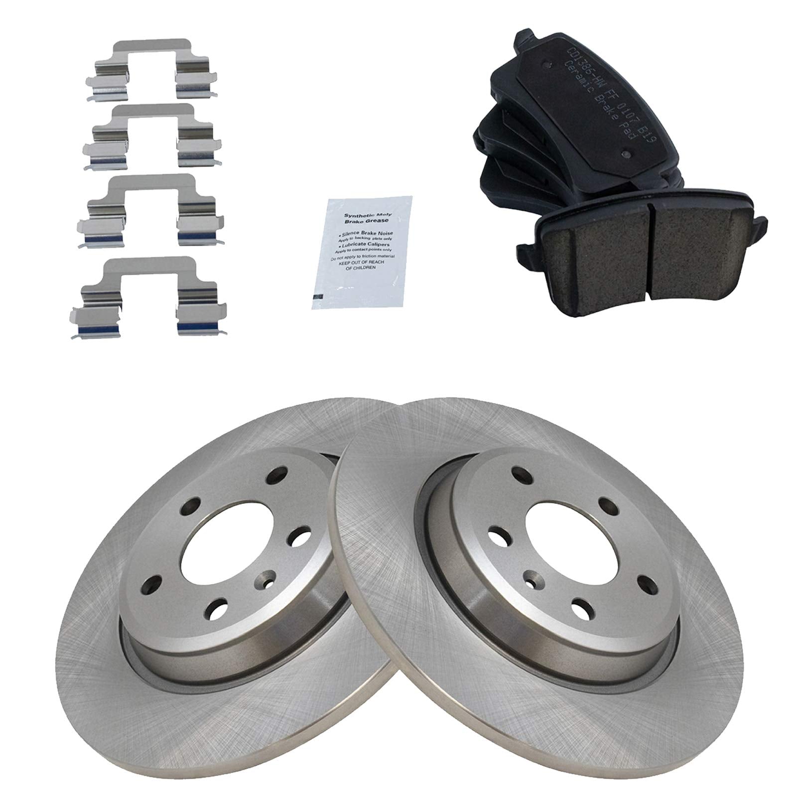 Trq Rear Brake Pad & Rotor Kit Brake Pads Brake Rotor Ceramic Compatible With 2009-2016 Audi A4 A4 Quattro 2010-2014 A5 2008-201