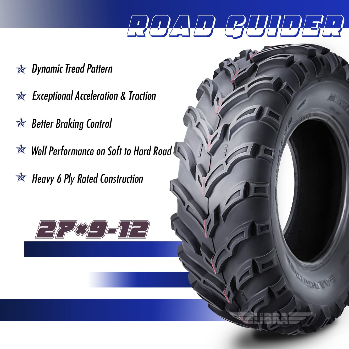 Roadguider Atv Utv Tires 27X9-12 27X9X12 6Pr Set 4-10298