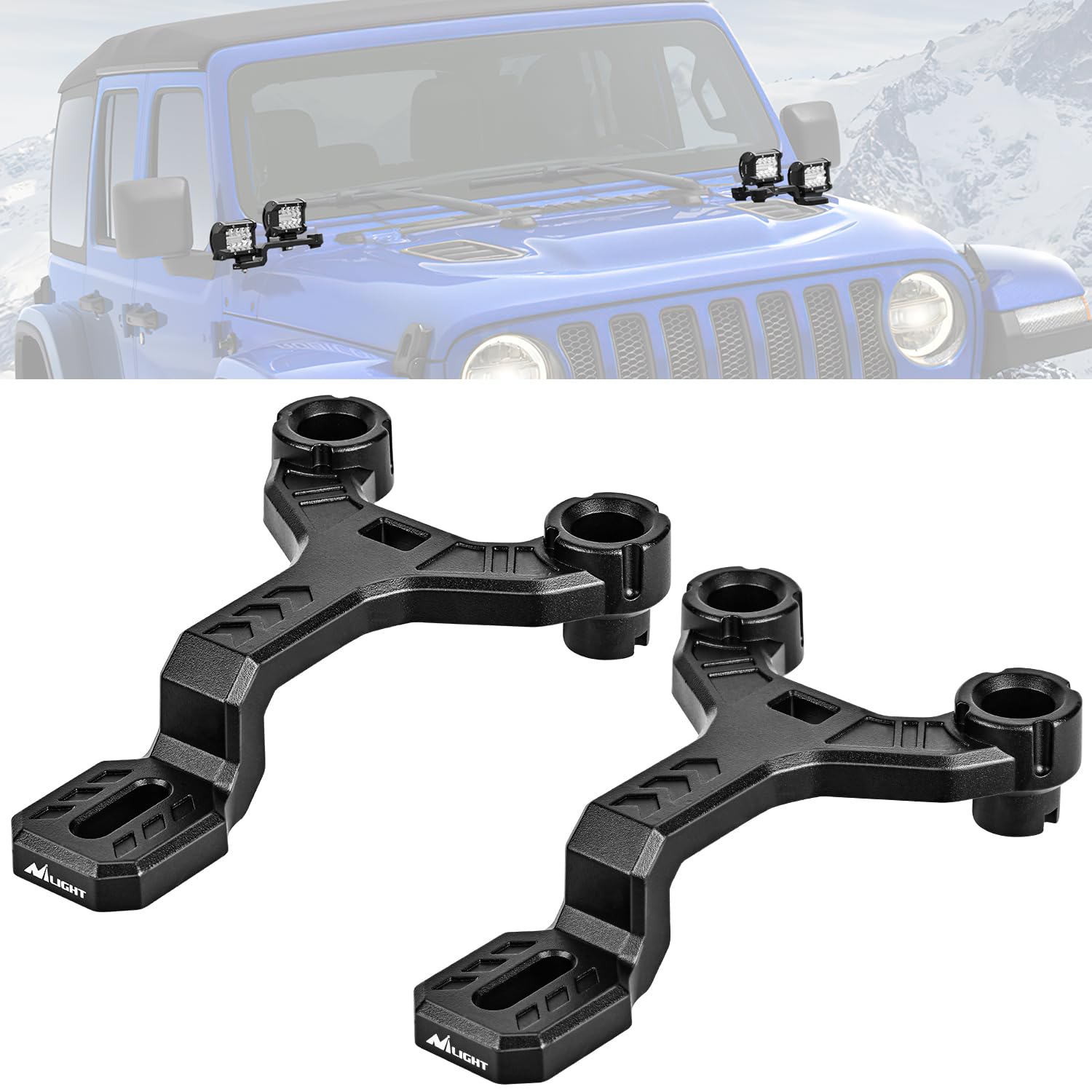 Nilight Dual Light Mounting Bracket for 2018 2019 2020 2021 2022 2023 2024 2025 Wrangler JL/JLU/Gladiator JT Front A-Pillar Assi