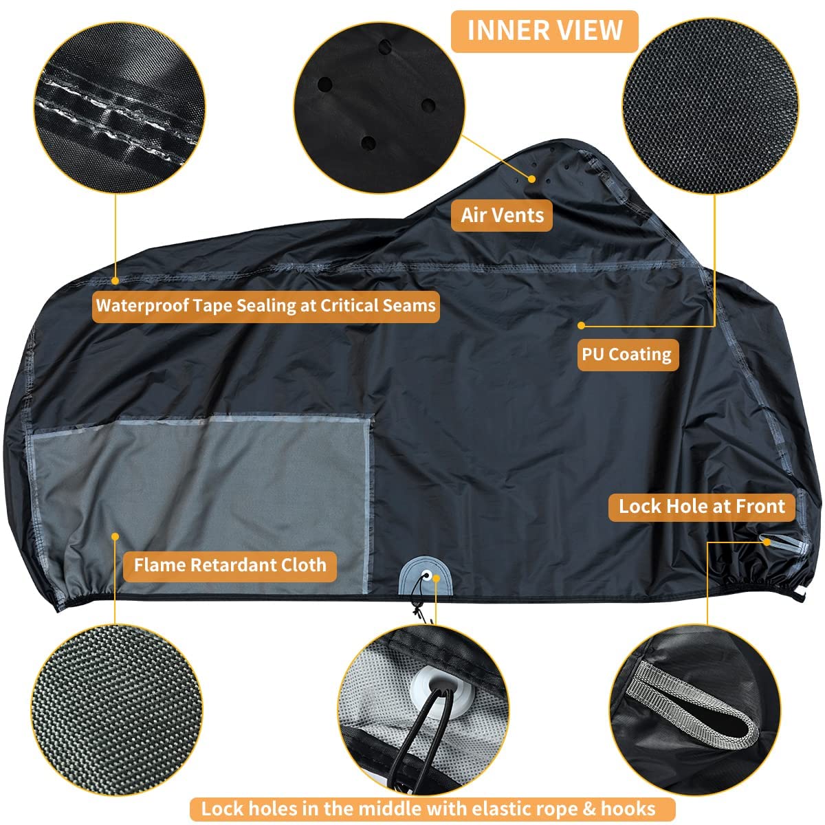 Motorcycle Cover Waterproof Outdoor 104 inches Length All Season Universal Protection, Coverado Scooter Covers with Inner Flame