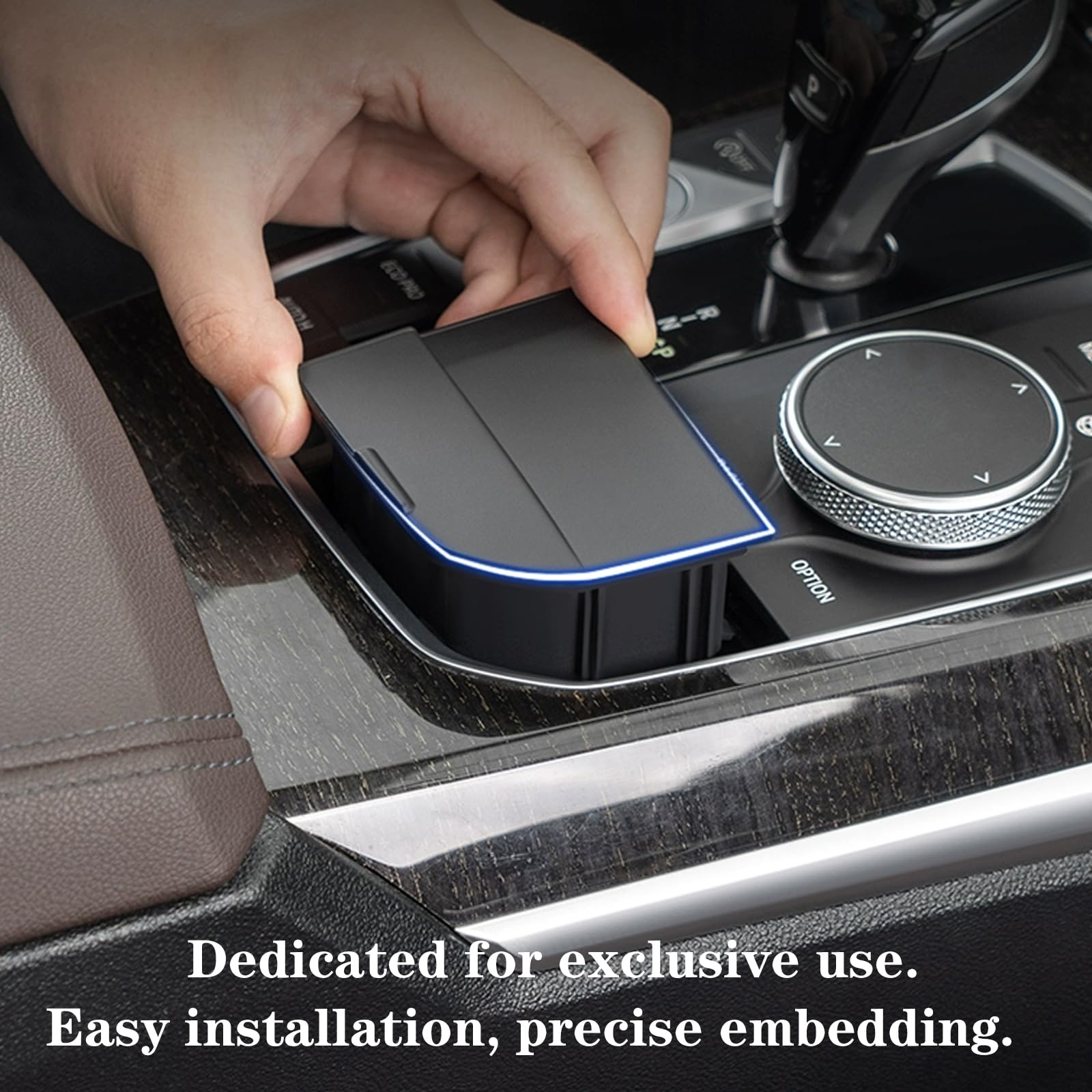 Oiqasoxl Center Console Organizer for BMW X3 X4 M3 2019-2024, Black ABS Storage Box, Accessories-01