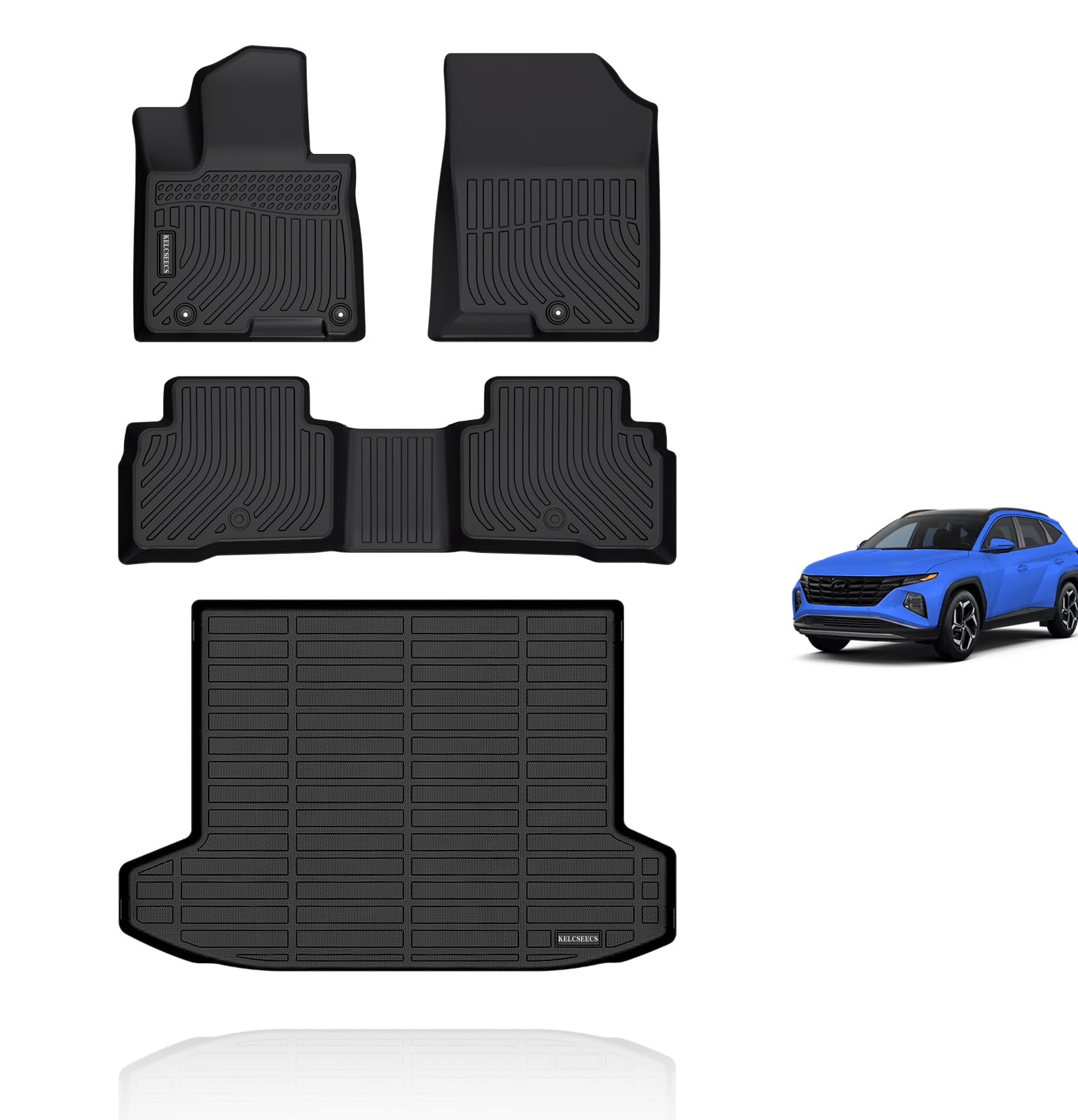 Kelcseecs All Weather Floor Mats & Cargo Liner For 2025 2024 2023 2022 Hyundai Tucson Hybrid Car Mats Cargo Mat Floor Liners Tru