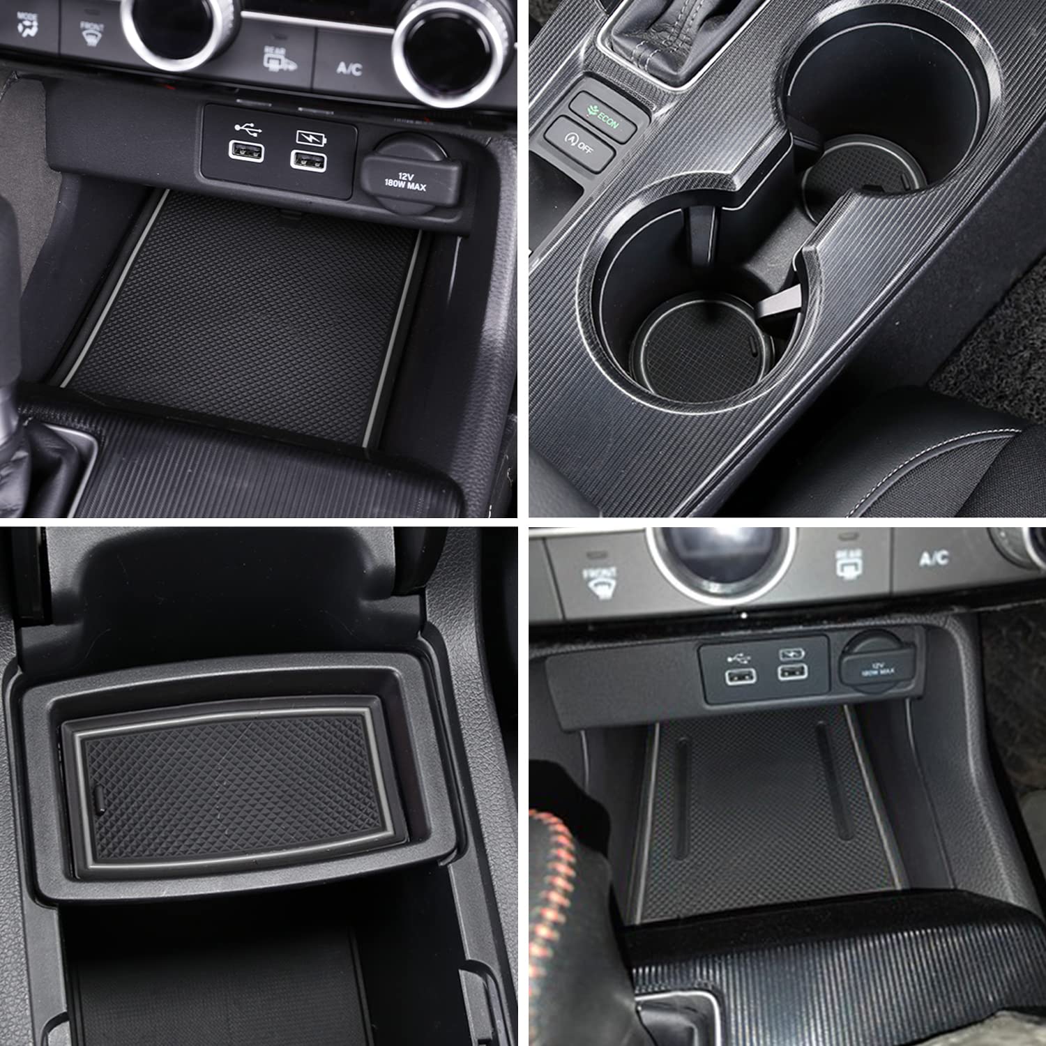 Locoy Center Console Liner For Honda Civic 11Th Gen Sedan Accessories 2022 2023 2024 2025, Cup Holder Mat, Door Slot Pad, Coaste