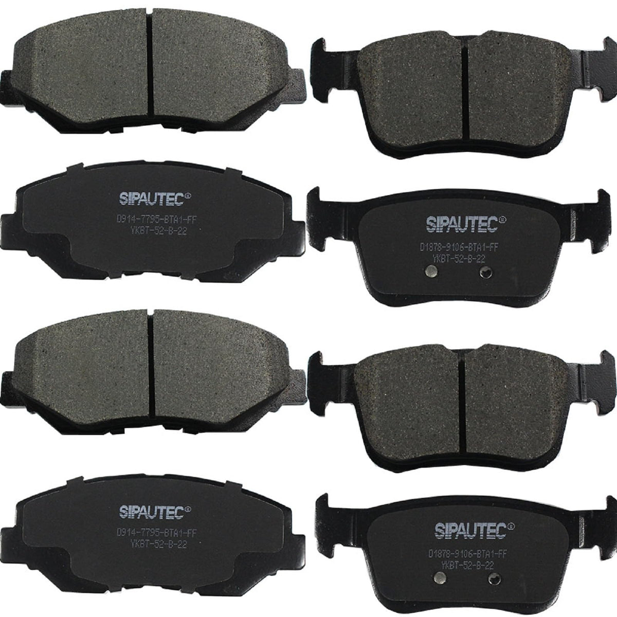 Sipautec-8Pcs Front Rear Ceramic Brake Pads Compatible With 2016 2017 2018 2019 Honda Civic D958 D1878